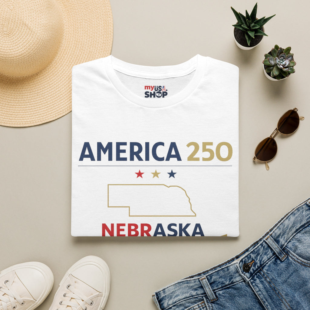 America 250 Nebraska T-Shirt — Patriotic State Pride Tee