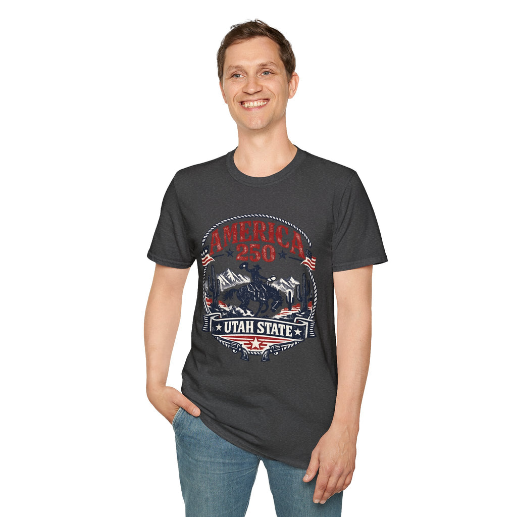 America 250 Utah State Shirt — Retro Rodeo Freedom Graphic Tee