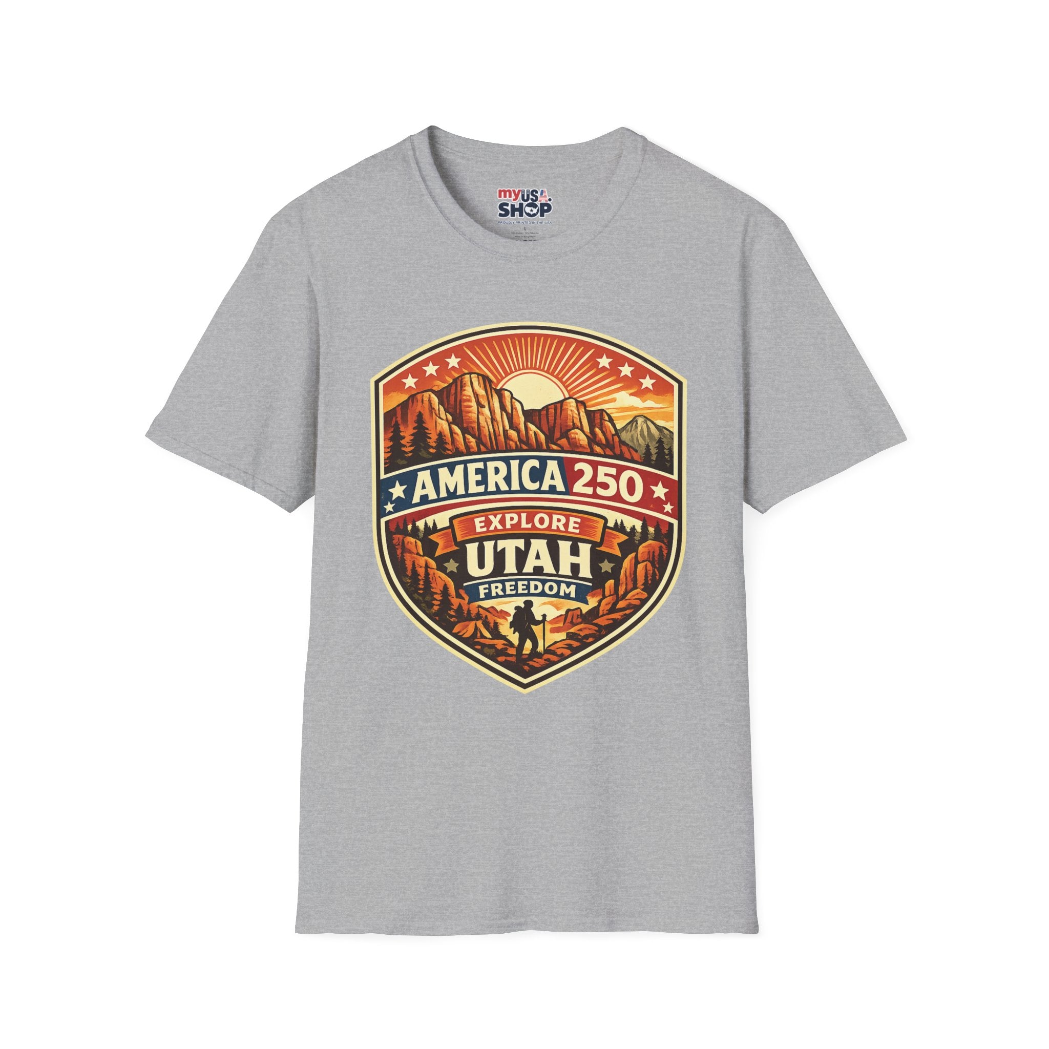 America 250 T-Shirt Utah Explore Freedom Vintage National Park Badge