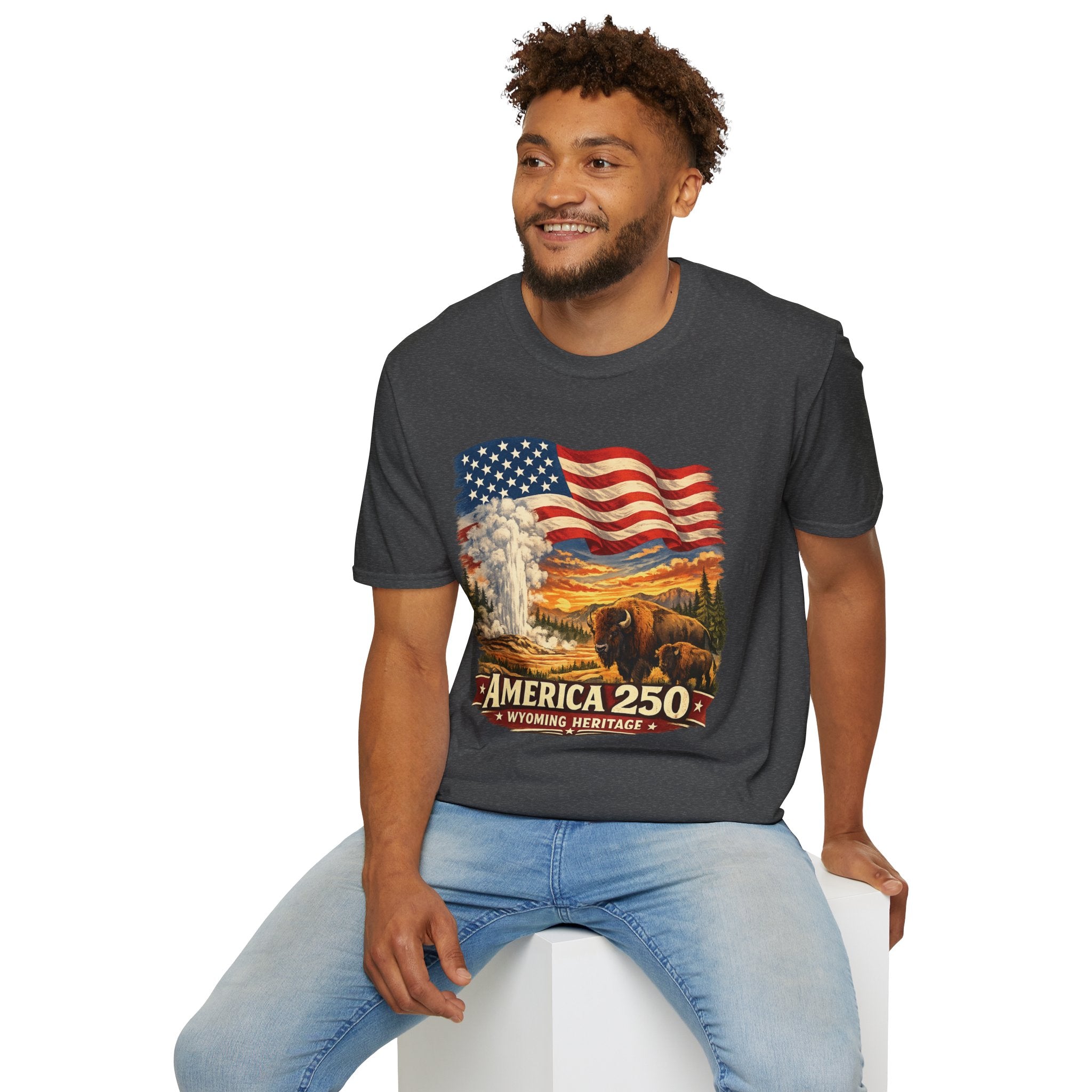 America 250 T-Shirt — Vintage Wyoming Yellowstone Design