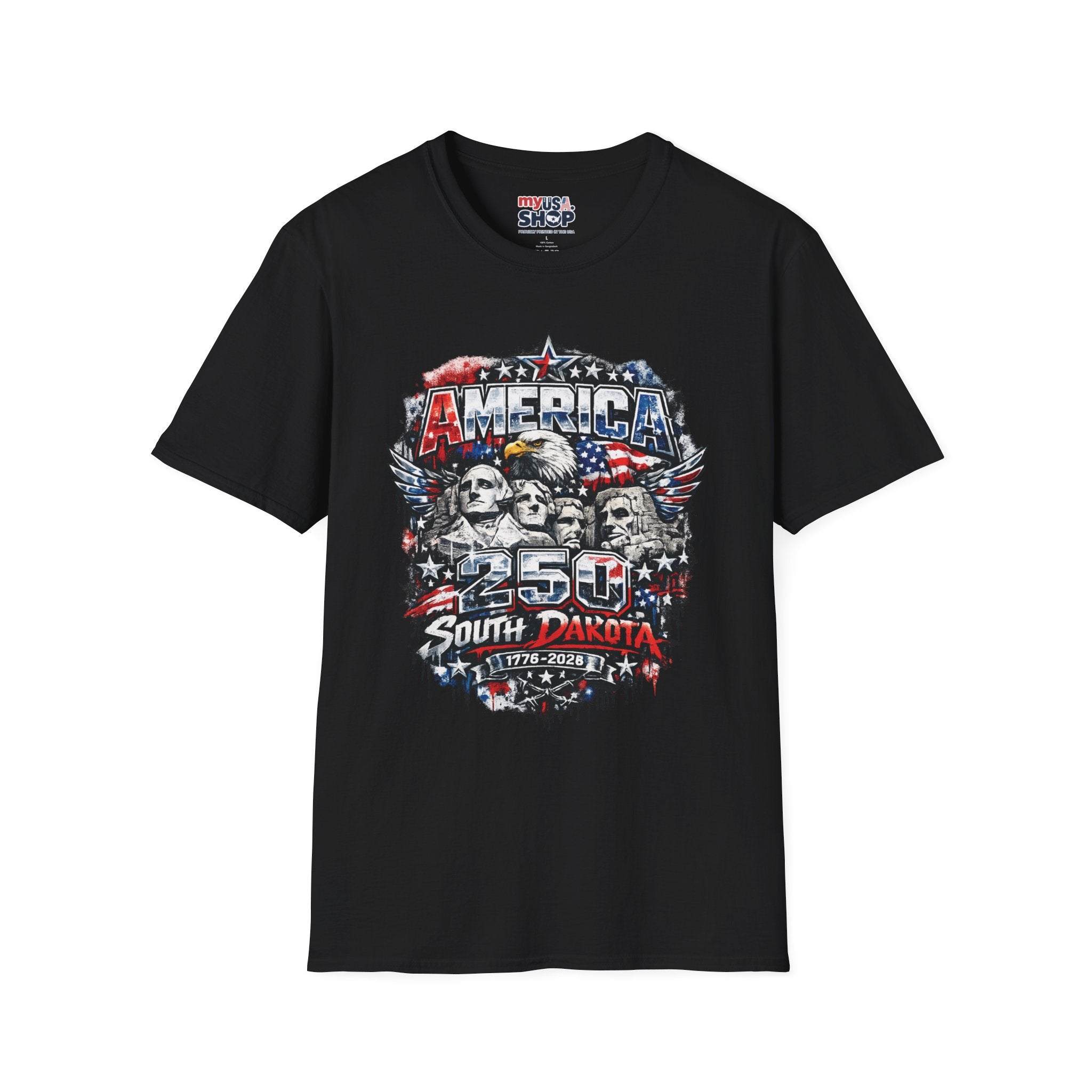 America 250 South Dakota Shirt — Patriotic Eagle & Mount Rushmore Graphic Tee