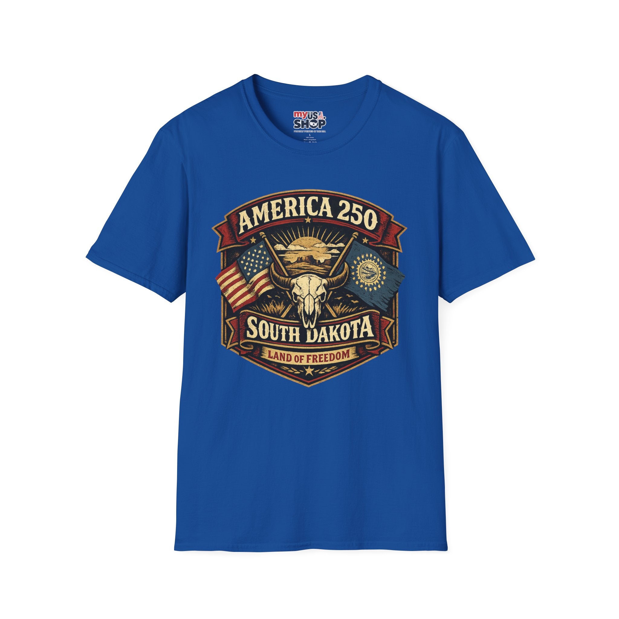 America 250 South Dakota T-Shirt — Western Skull Heritage Graphic Tee