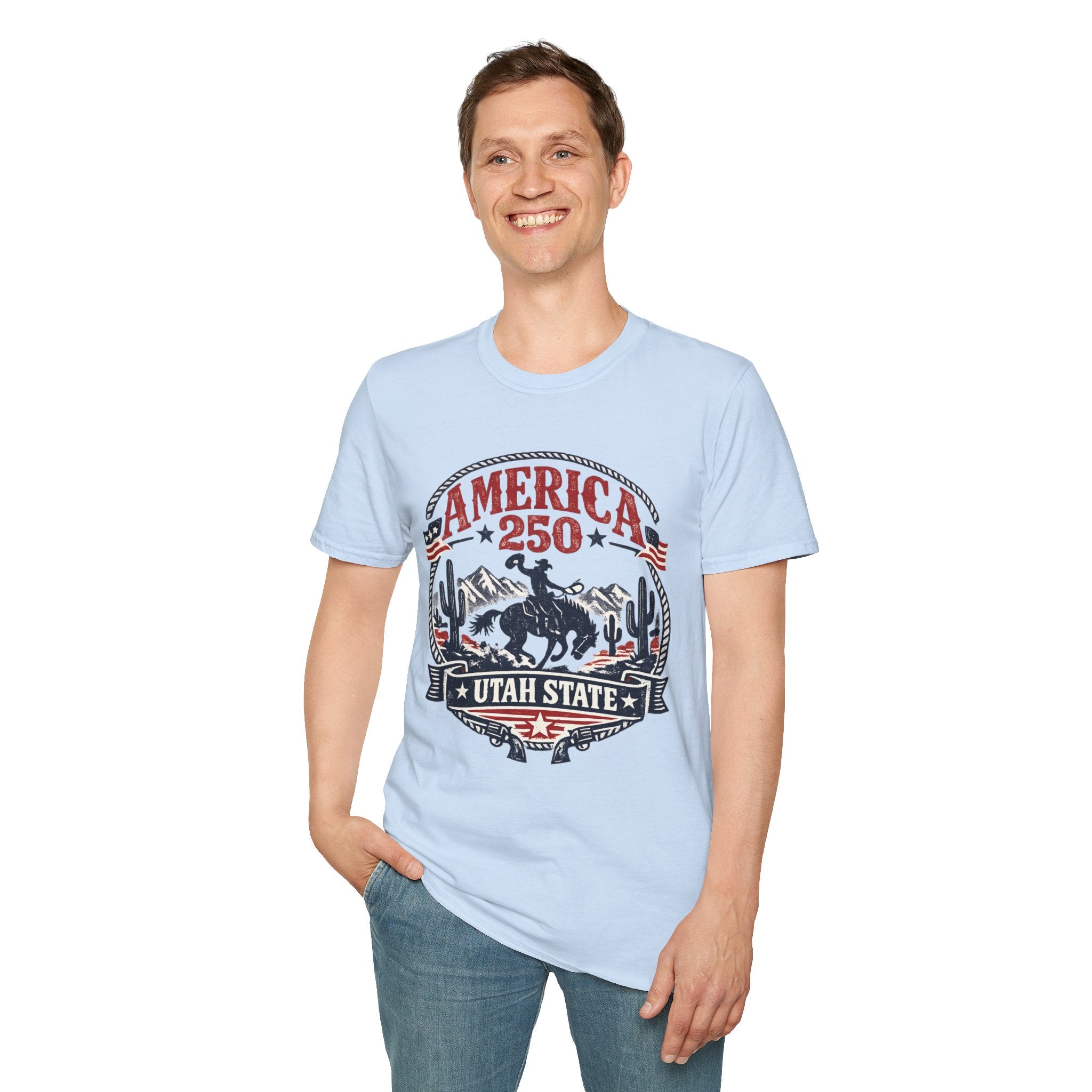 America 250 Utah State Shirt — Retro Rodeo Freedom Graphic Tee