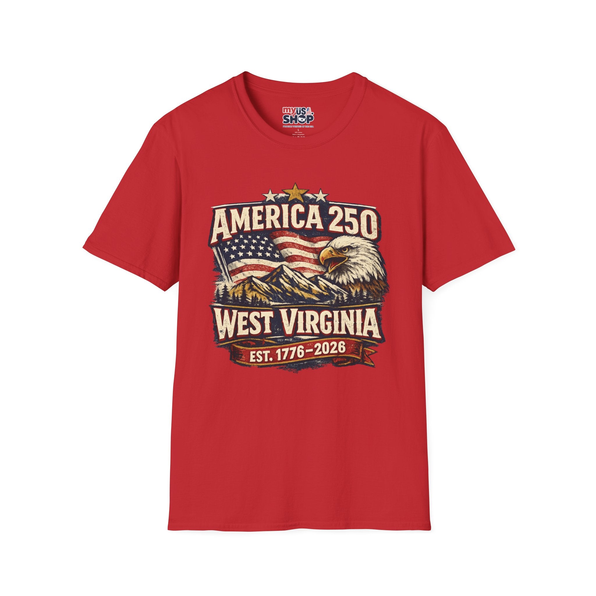 America 250 Eagle T-Shirt — West Virginia 1776–2026 Patriotic