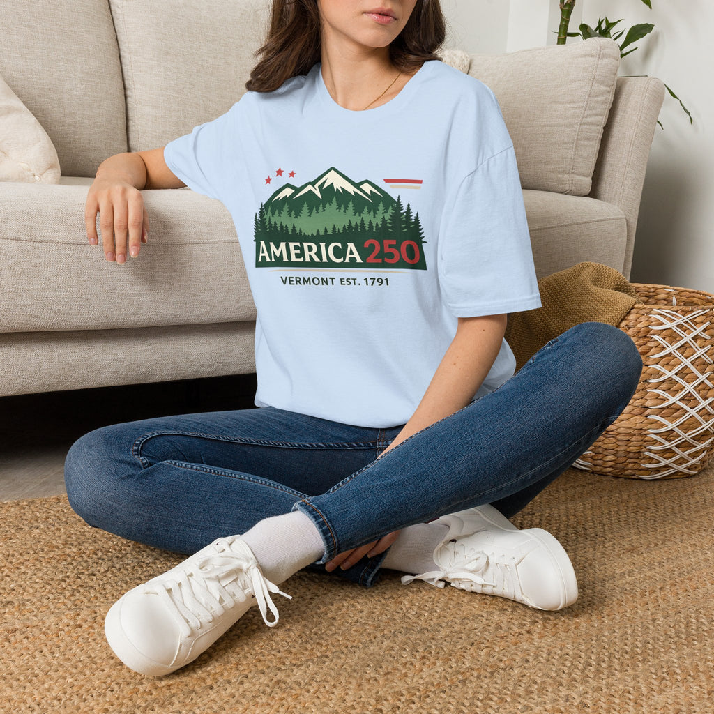 America 250 – Vermont Est. 1791 Mountain Star Vintage Tee Design