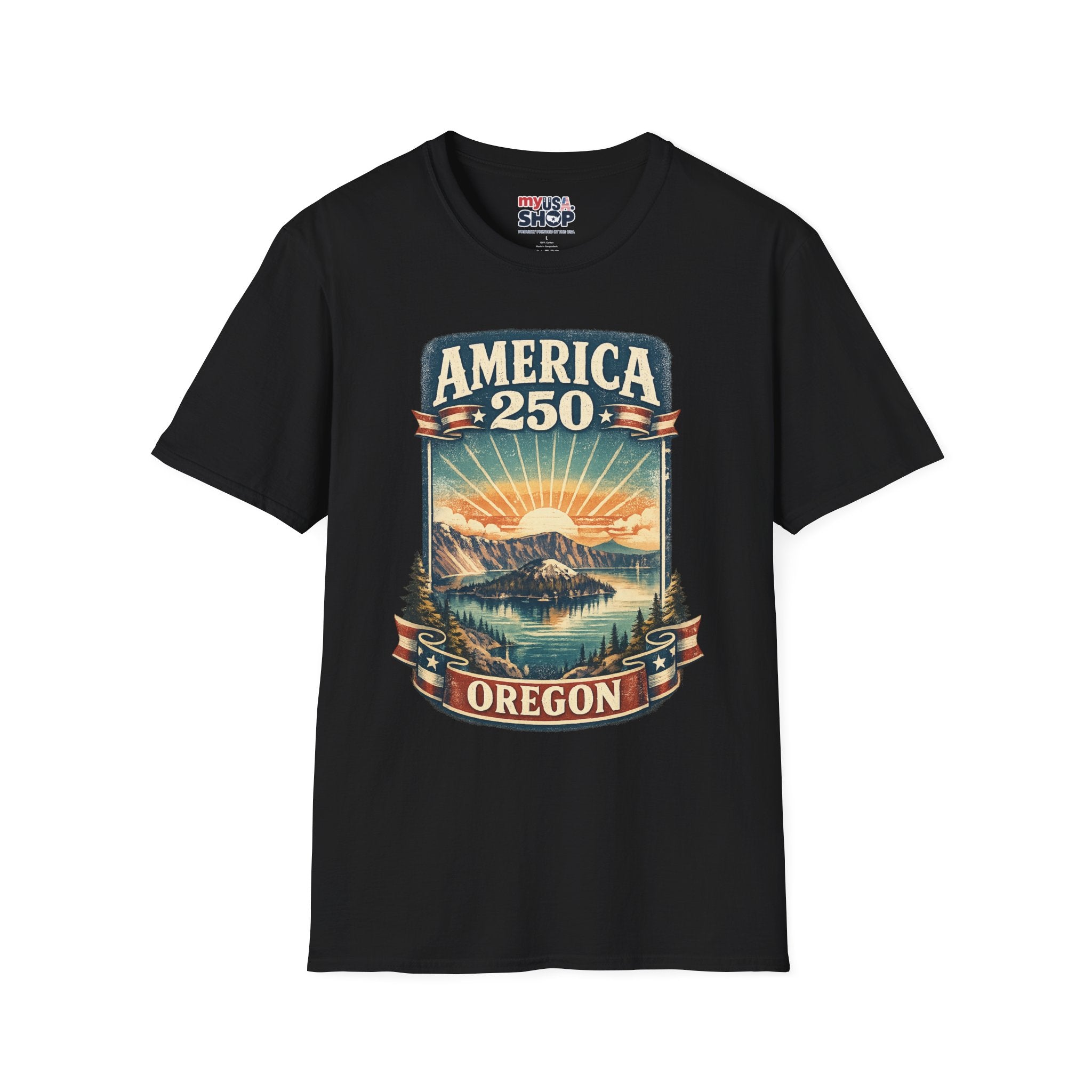 Oregon America 250 Shirt — Crater Lake Sunset Vintage Tee