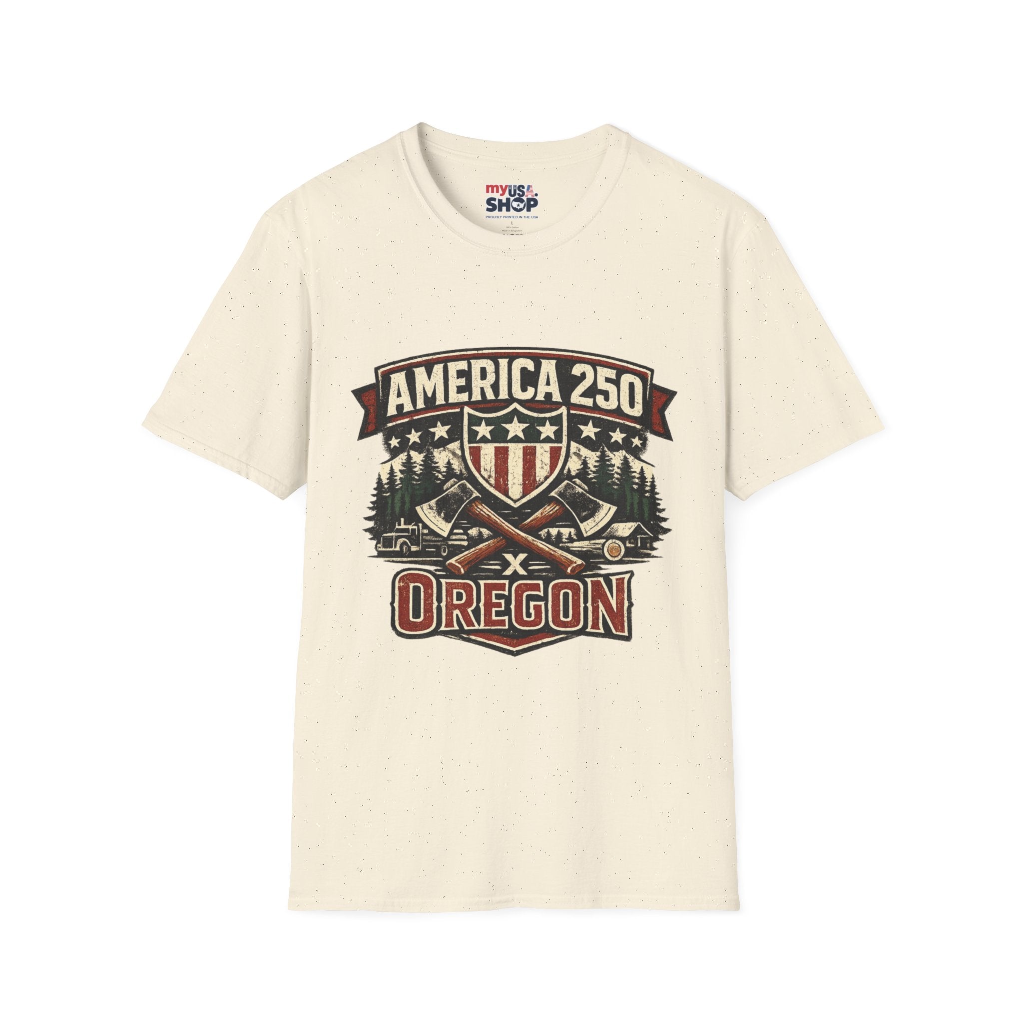 America 250 Shirt —Oregon  Rustic Timber Heritage Graphic Tee