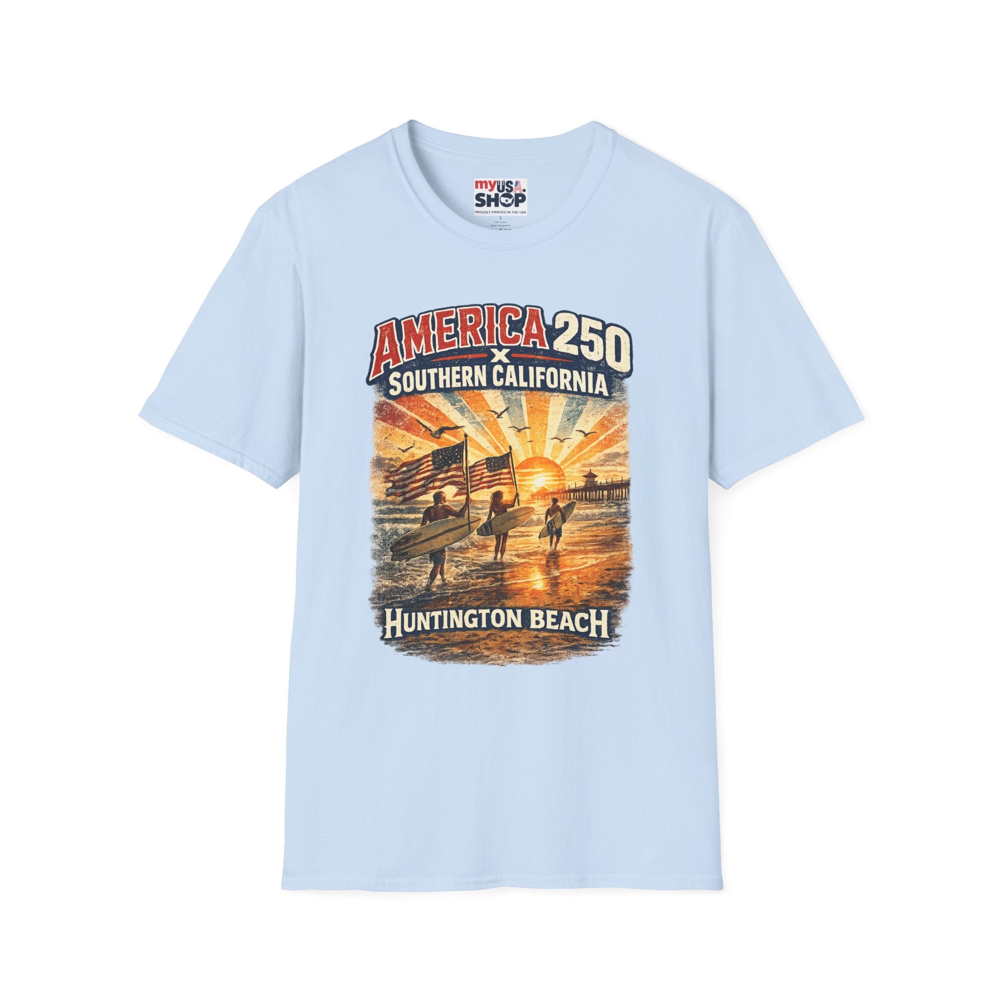 America 250 Southern California Huntington Beach Vintage Tee