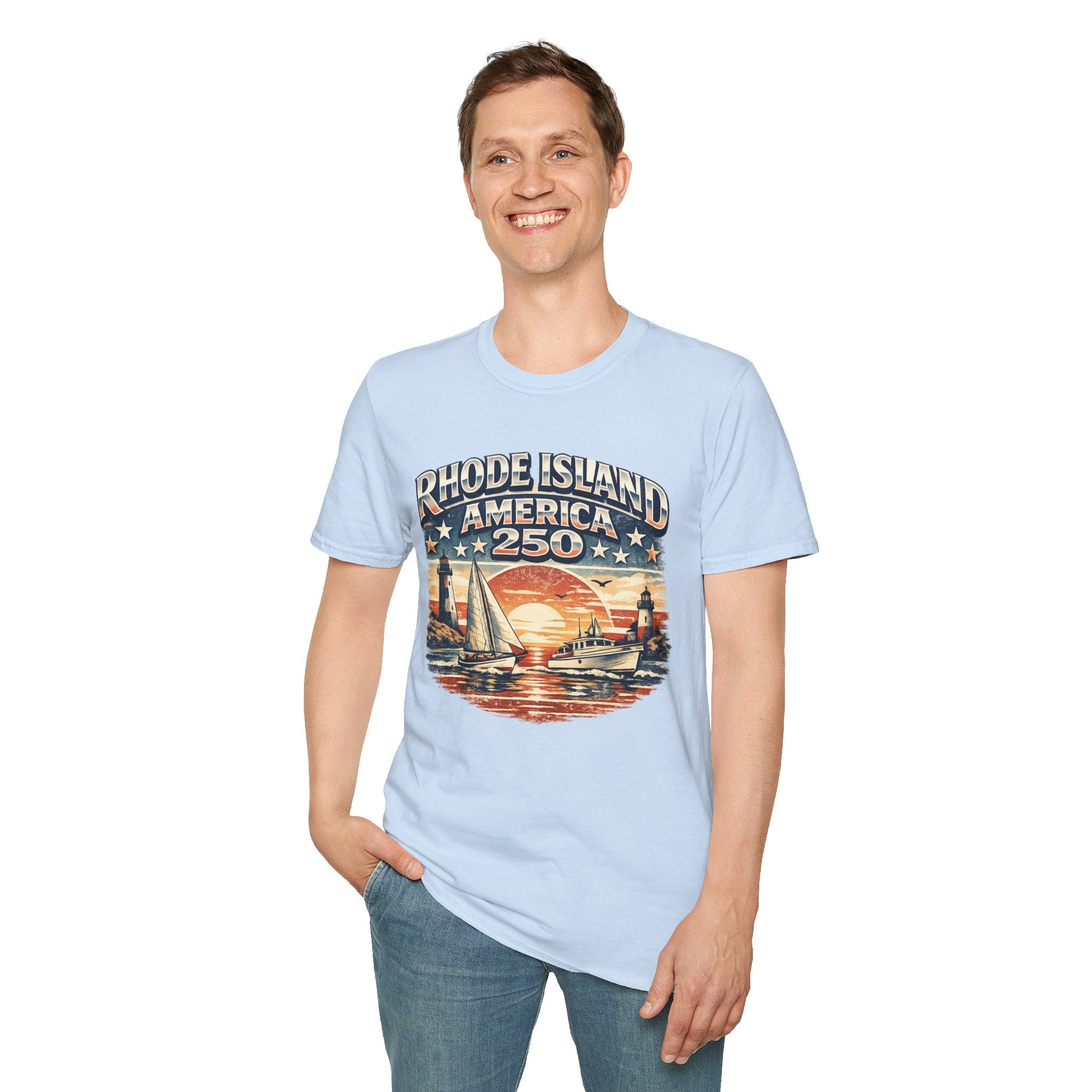 Rhode Island America 250 Shirt — Nautical Sunset Sailing Tee