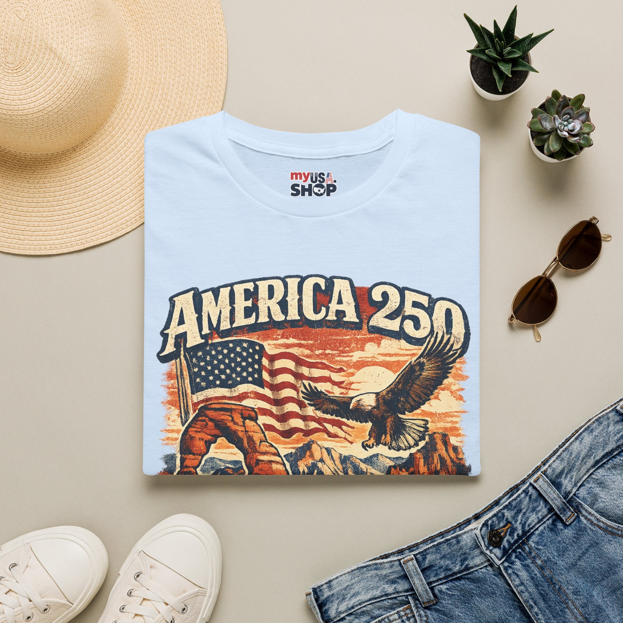America 250 Utah Shirt — Patriotic Desert Eagle Graphic Tee
