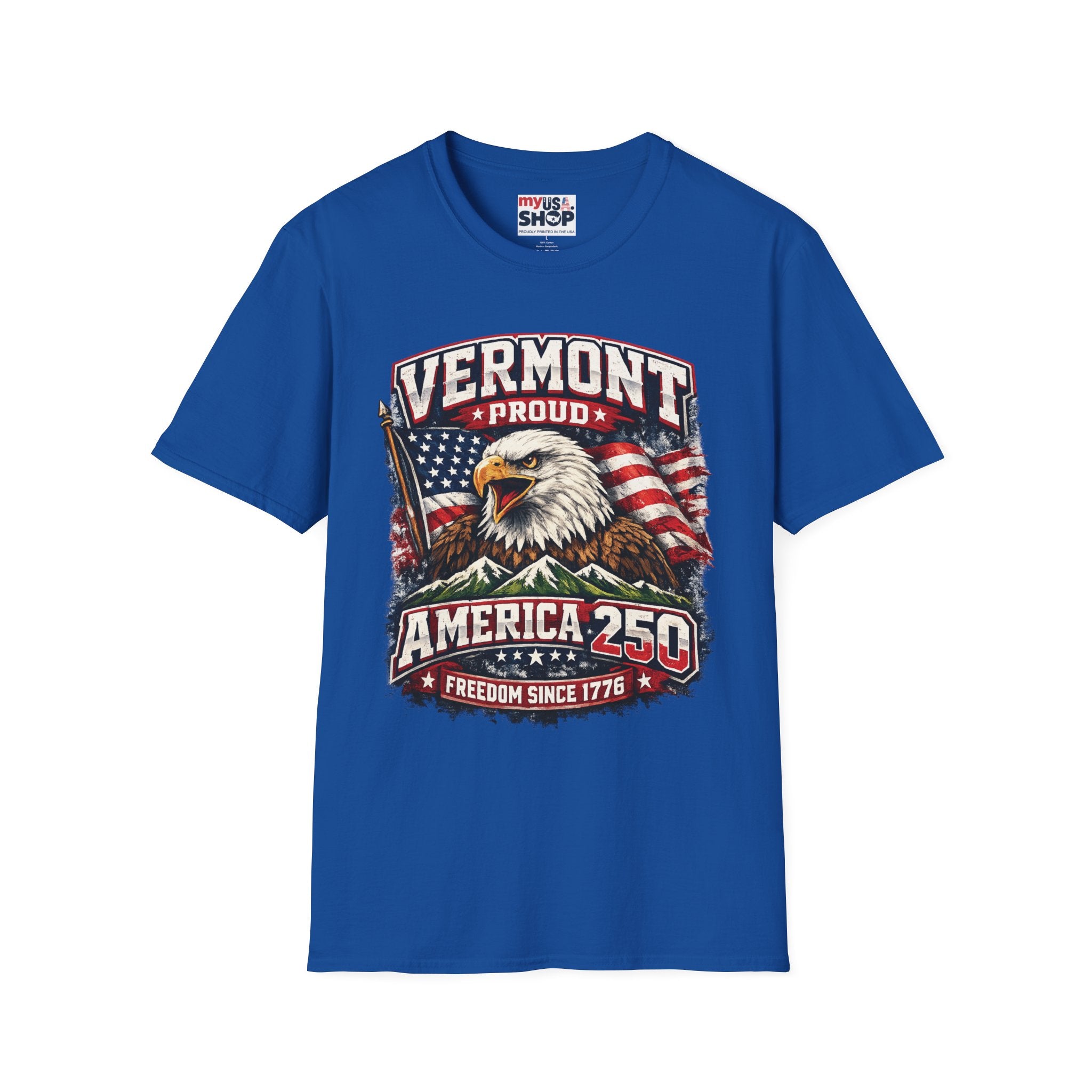 America 250 x Vermont Proud T-Shirt — Eagle Flag Design