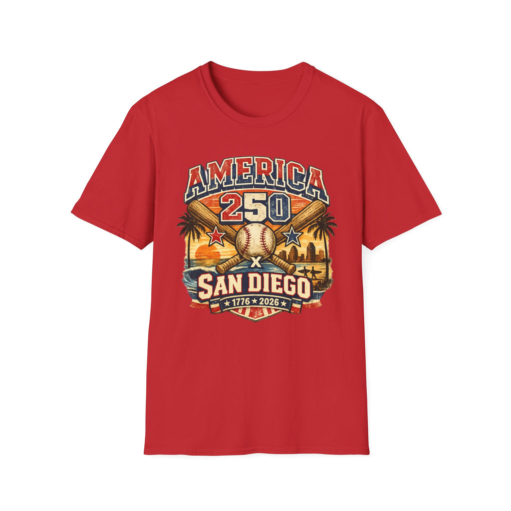 America 250 San Diego California Baseball Tee