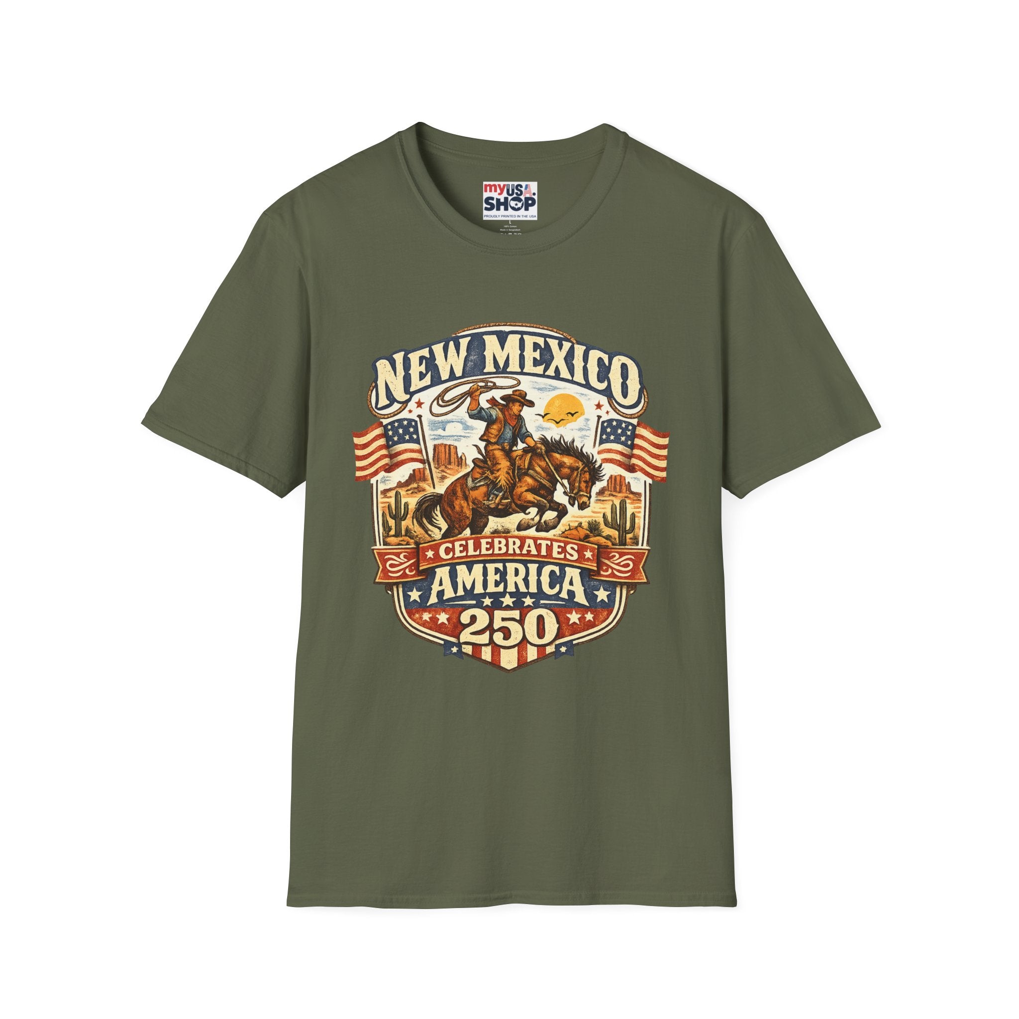 America 250 New Mexico Cowboy Rodeo T-Shirt — Vintage Western Tee
