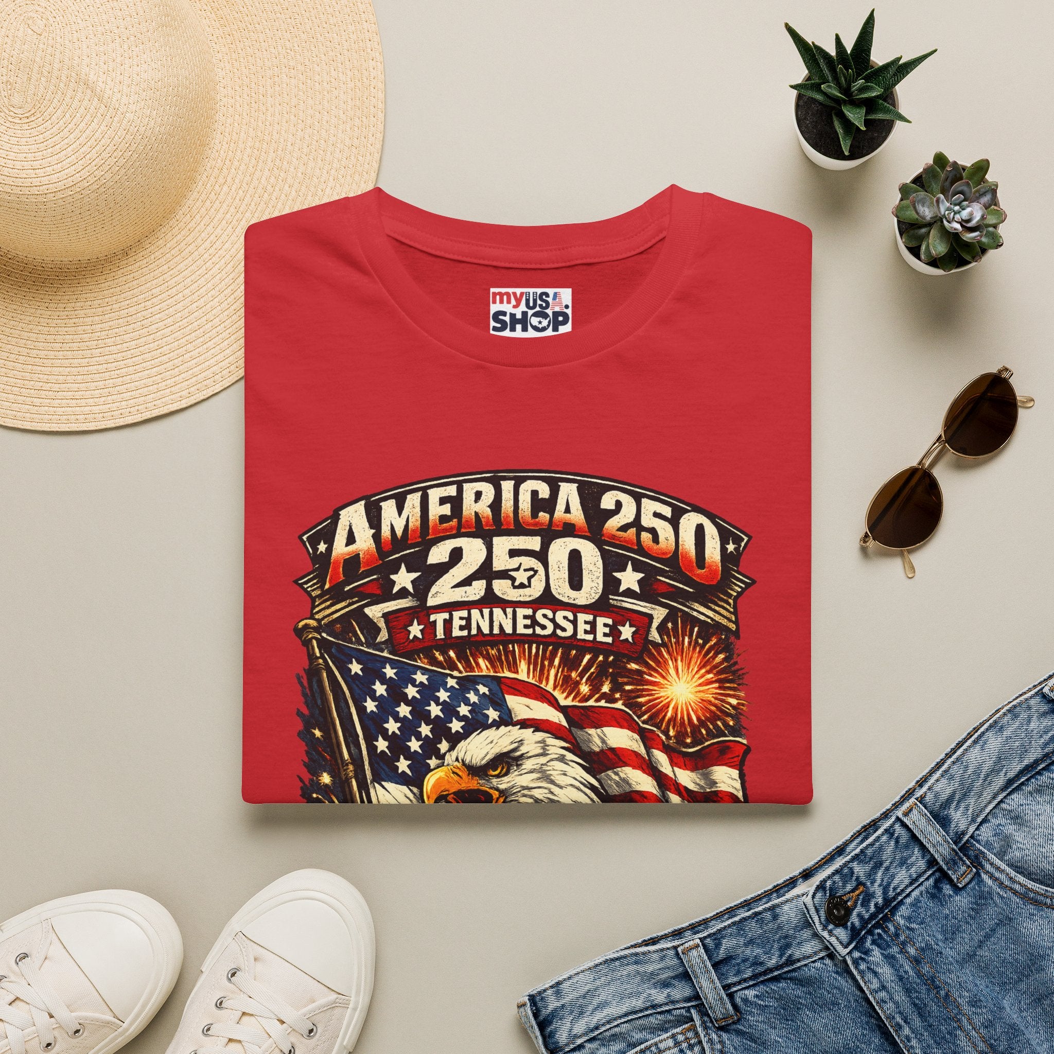 America 250 Tennessee Shirt — Land of the Free Patriotic Eagle Tee