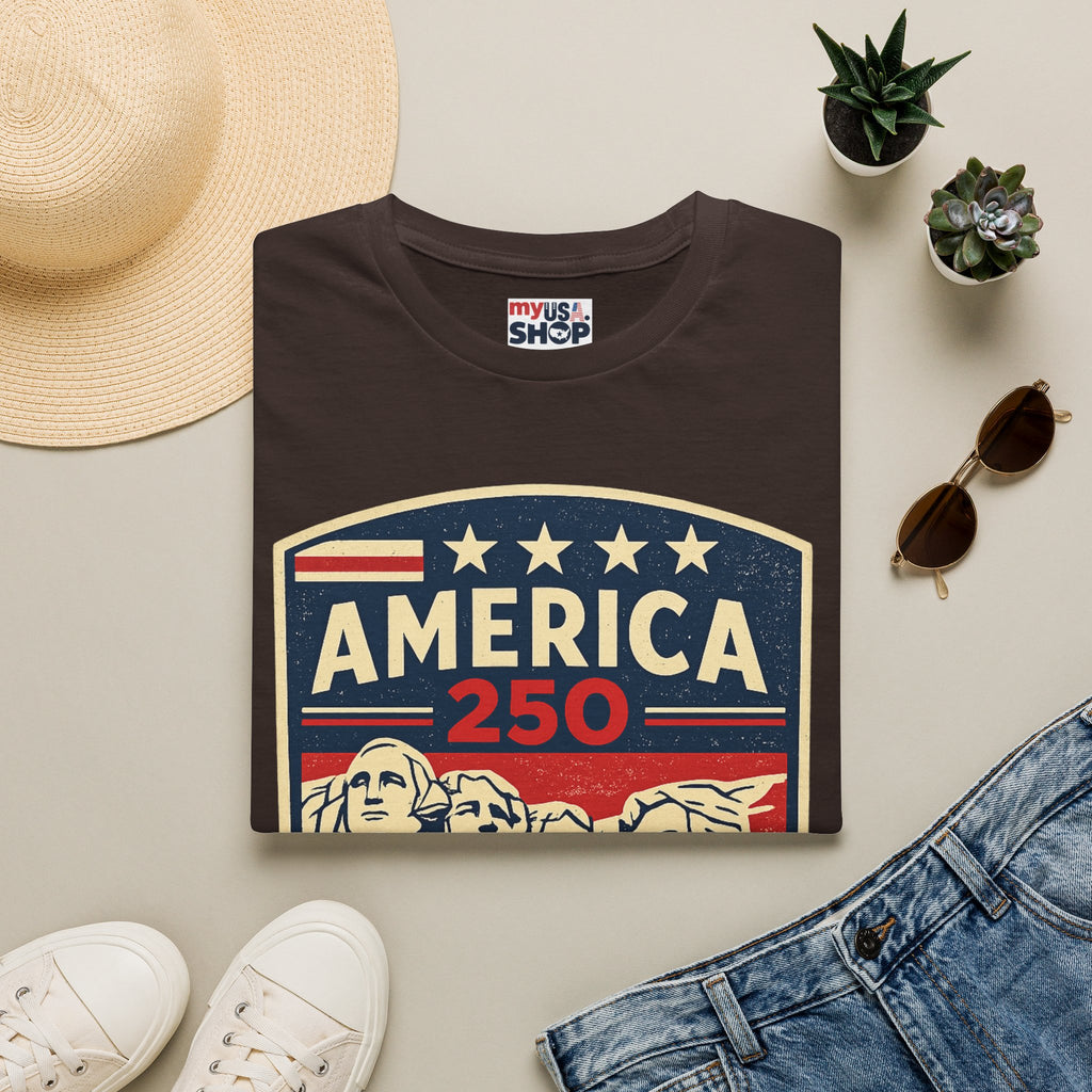 America 250 South Dakota Shirt — Retro Mount Rushmore USA Graphic Tee