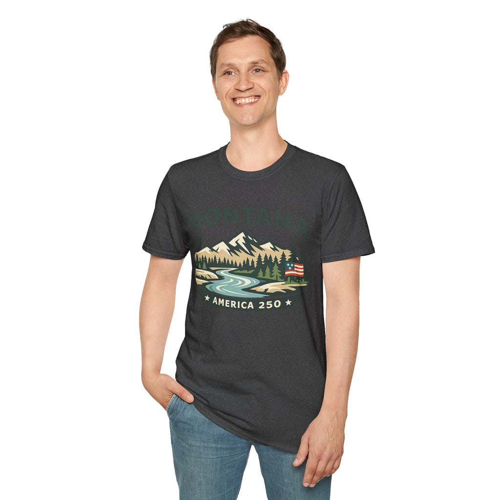 America 250 x Montana Mountain Scenic T-Shirt — Retro Nature Design