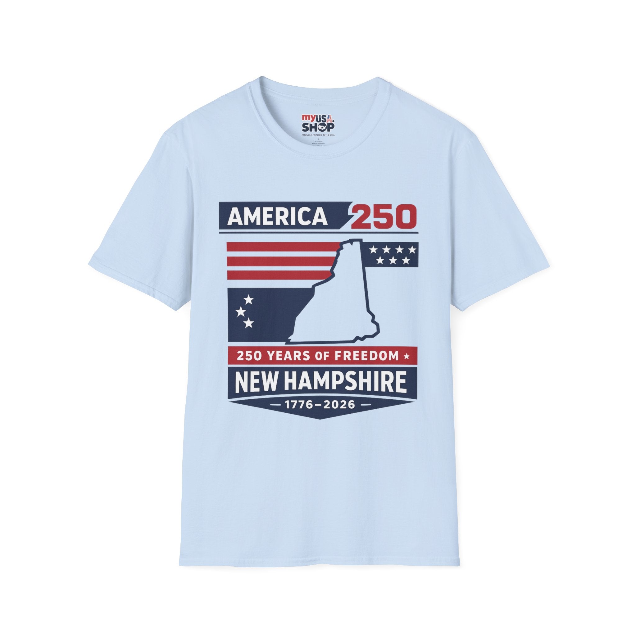 America 250 New Hampshire T-Shirt — 250 Years of Freedom (1776–2026)