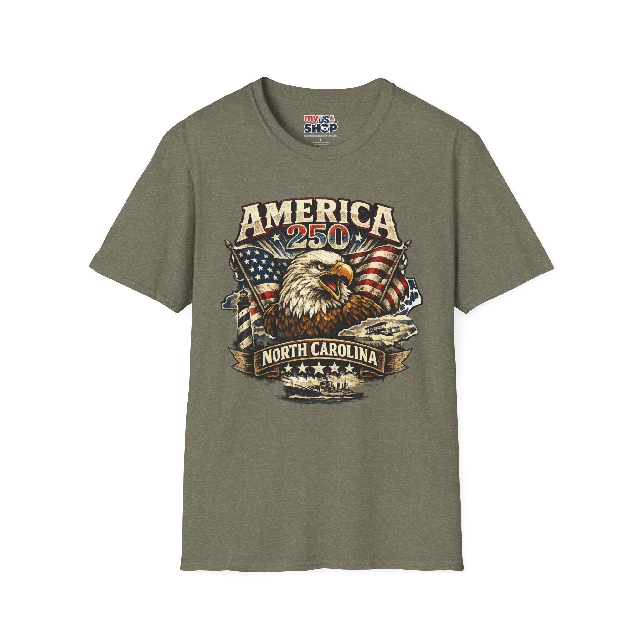 America 250 Eagle T-Shirt — Patriotic USA Flag Graphic (North Carolina)