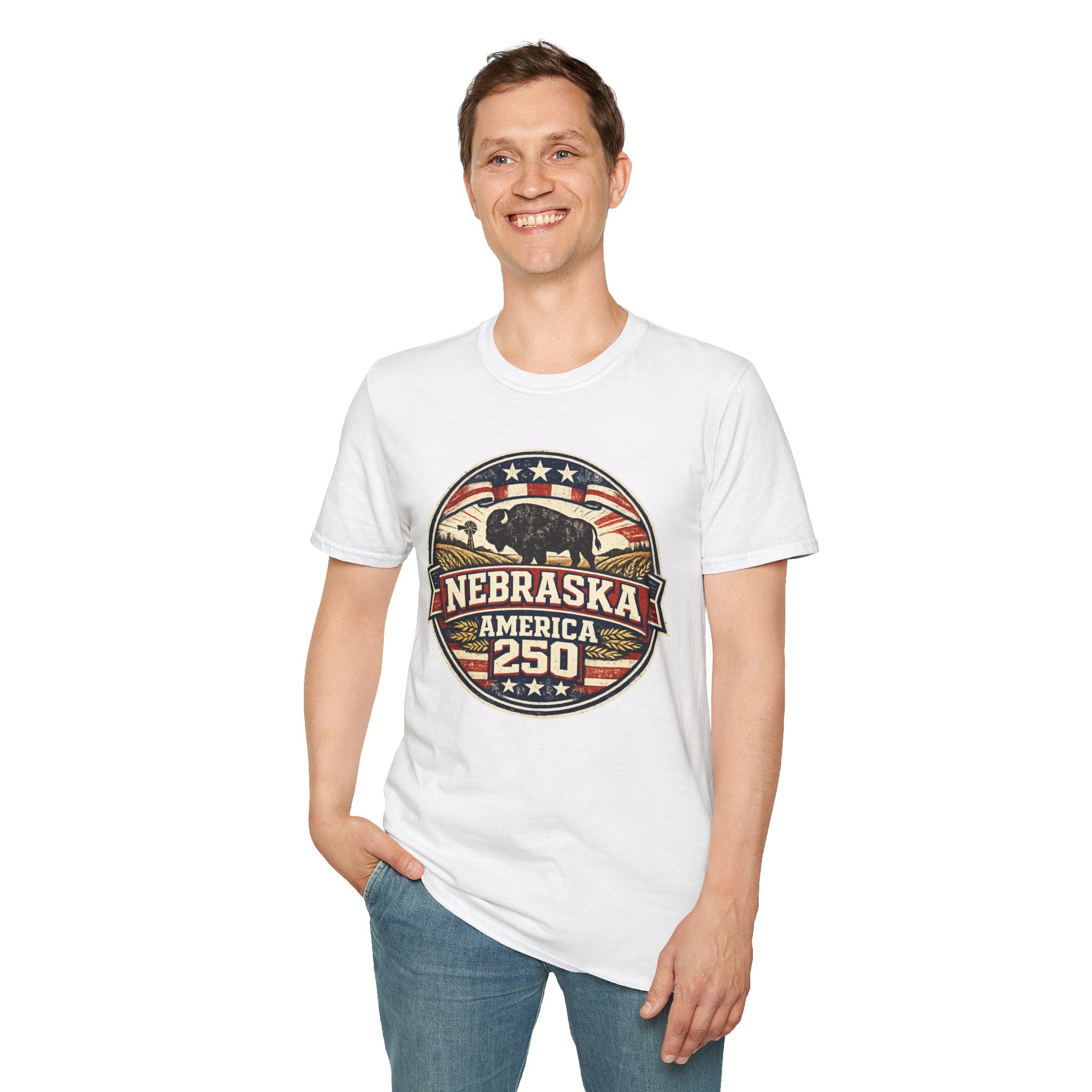 Nebraska Buffalo Retro T-Shirt — America 250 Vintage State Pride Tee