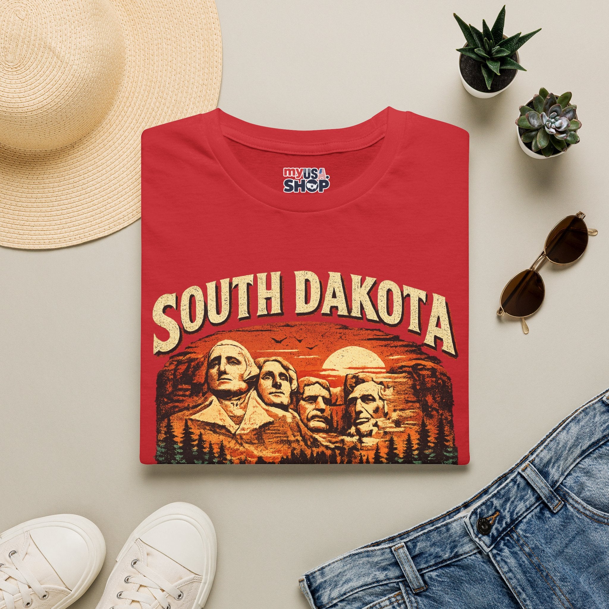 America 250 South Dakota Shirt — Sunset Mount Rushmore Celebration Tee