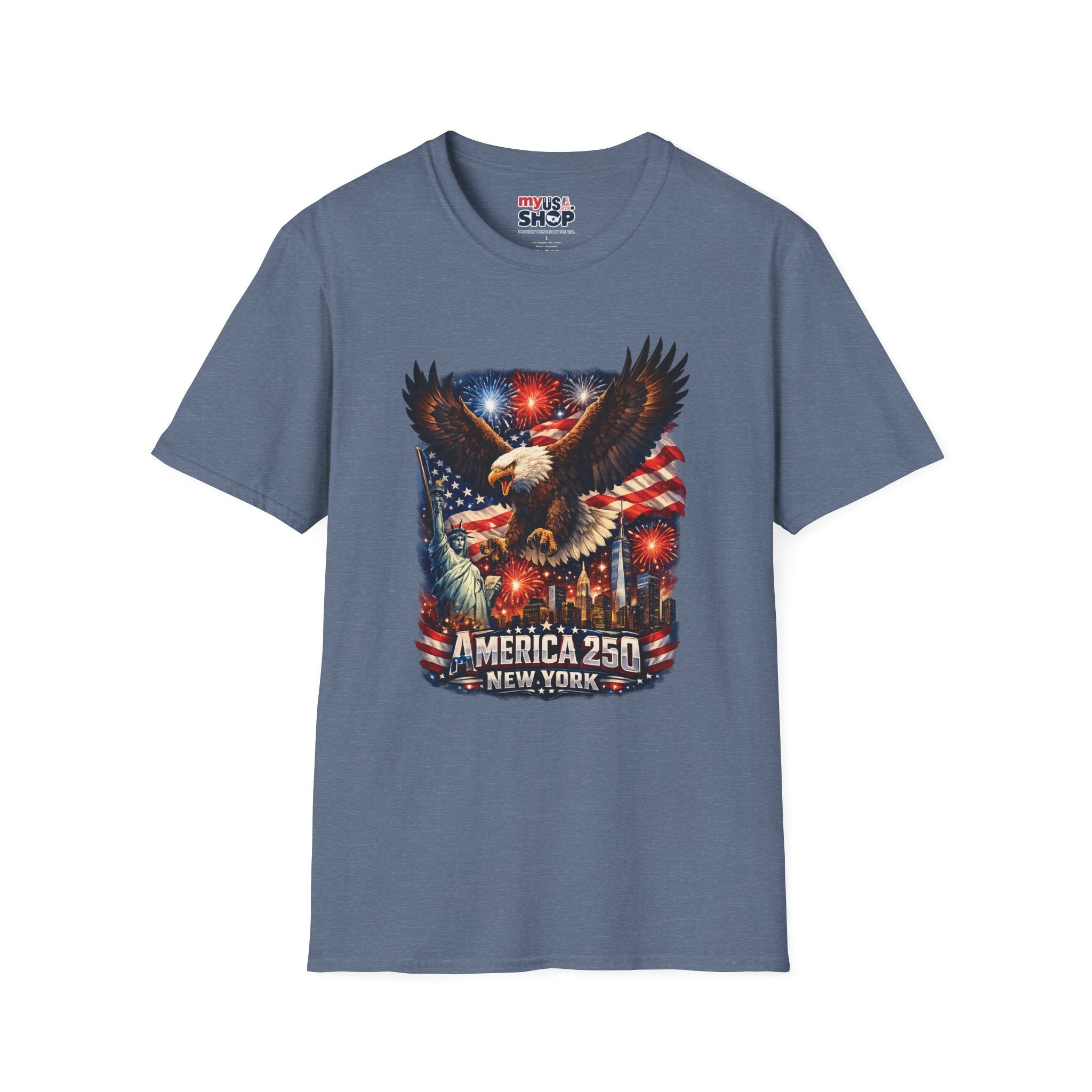 America 250 Patriotic Eagle T-Shirt — New York Fireworks Design