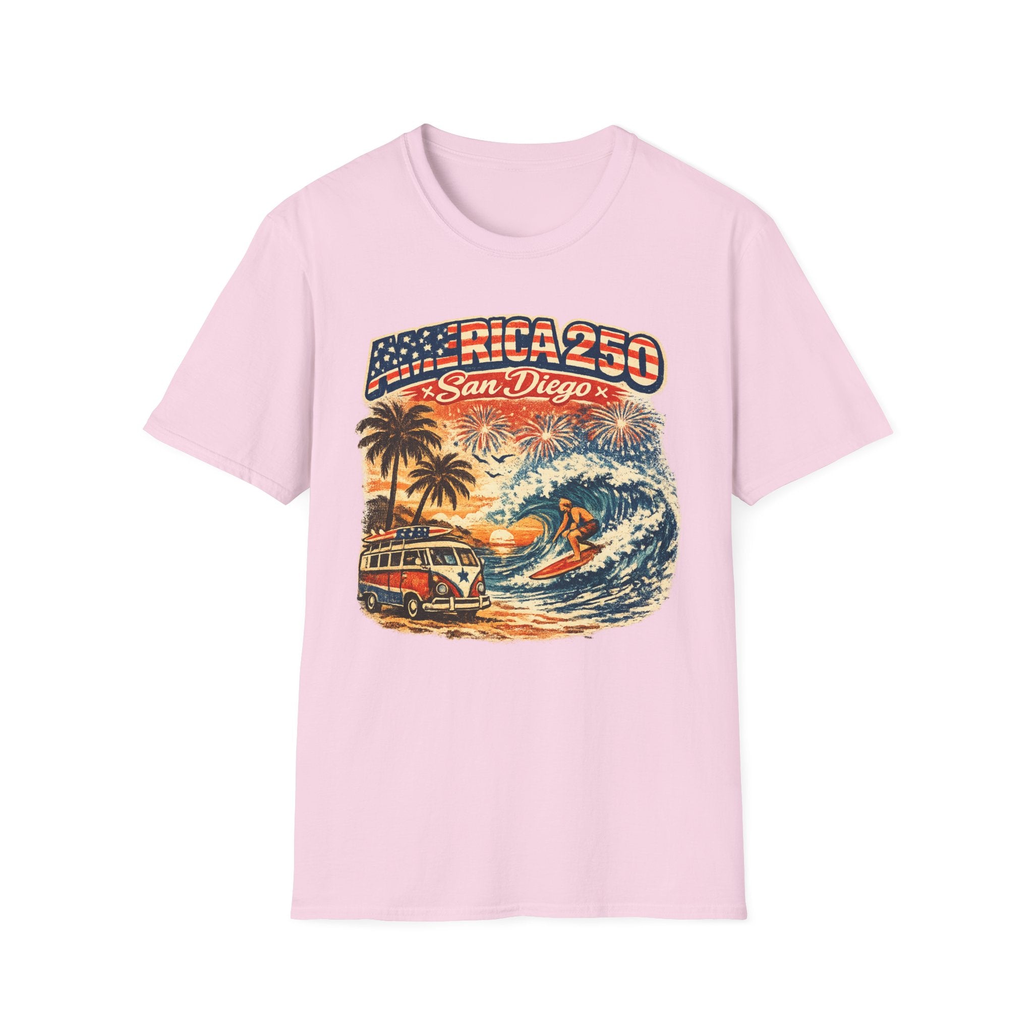 America 250 San Diego California Vintage Surf Tee