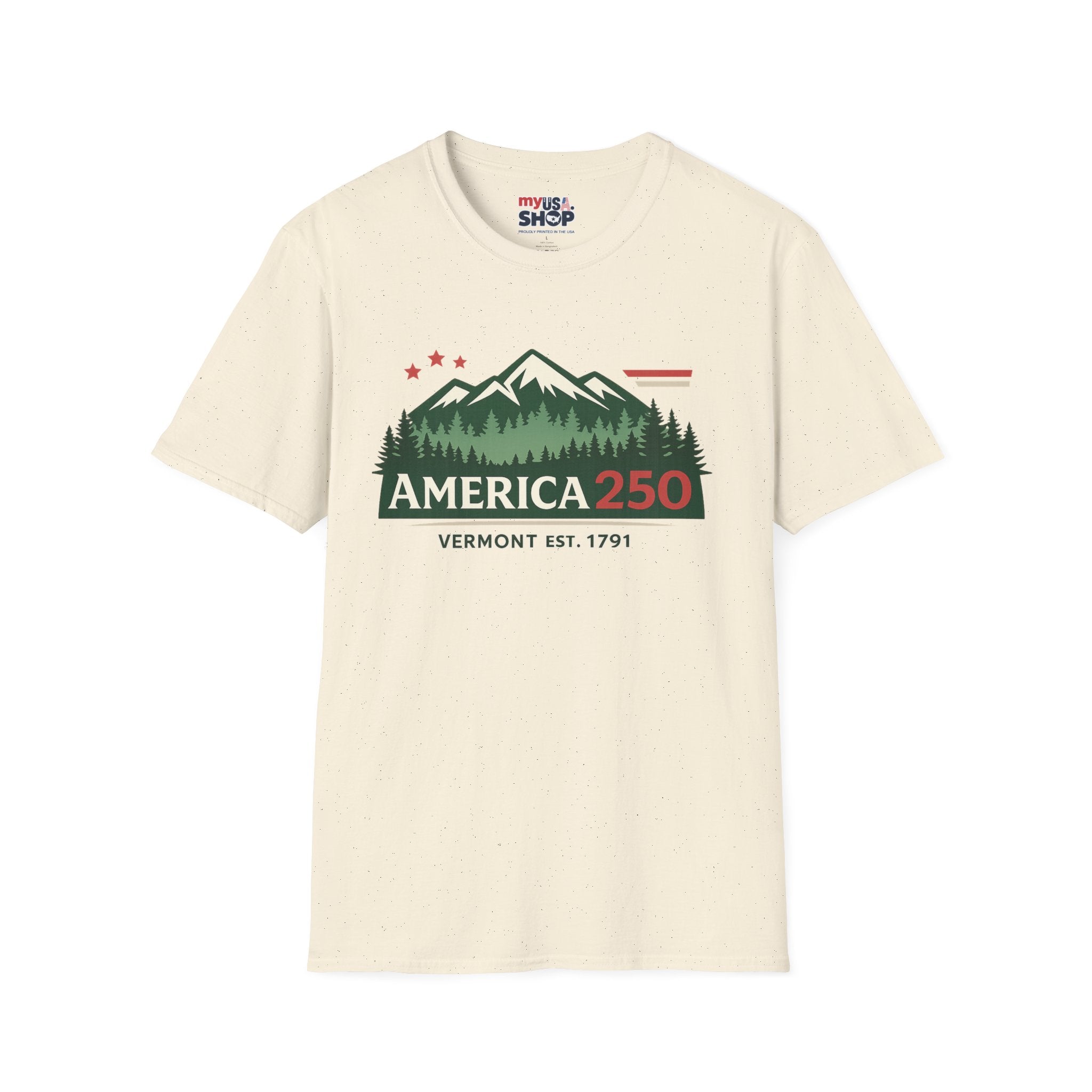 America 250 – Vermont Est. 1791 Mountain Star Vintage Tee Design