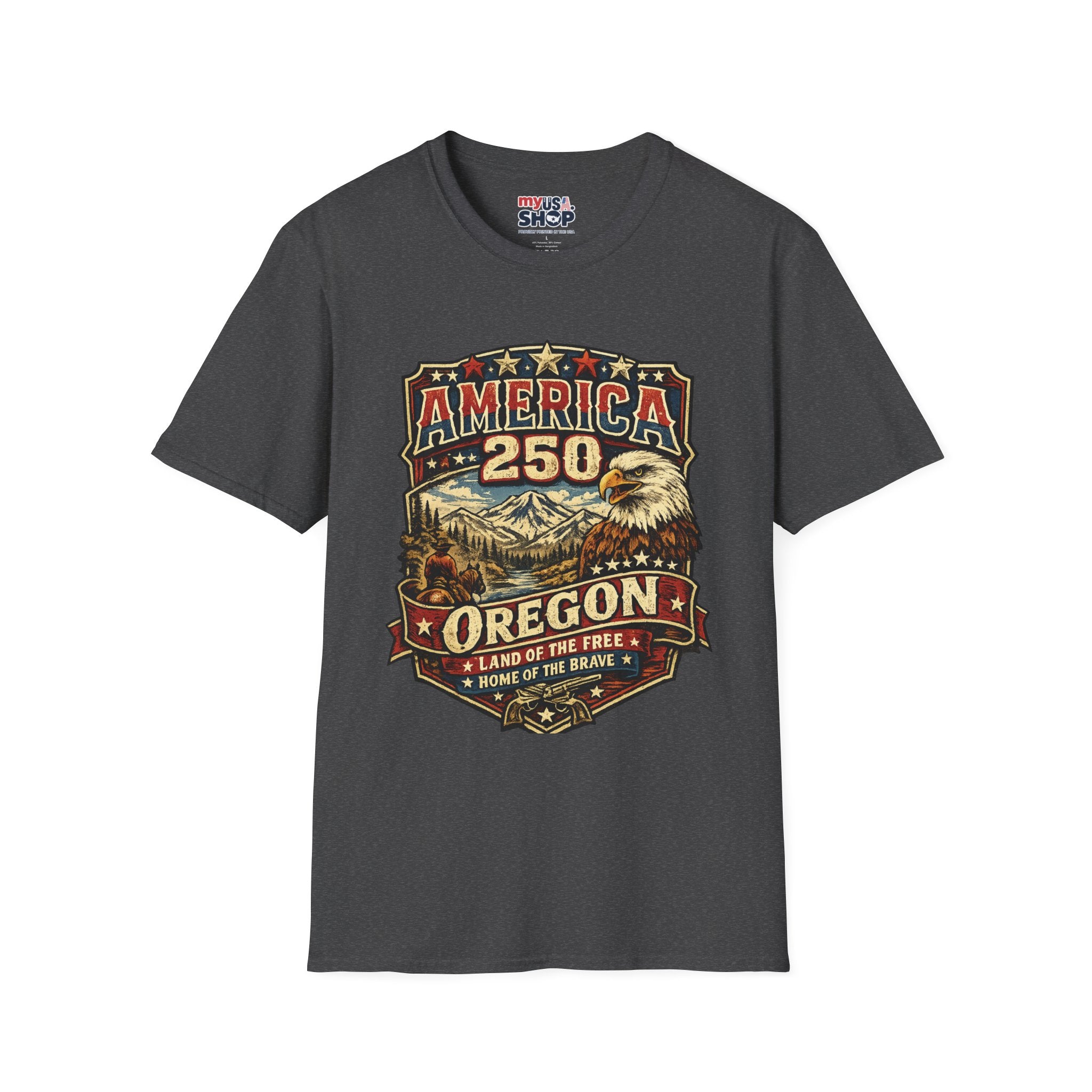 America 250 Oregon  Shirt — Heritage Eagle Americana Crest Tee