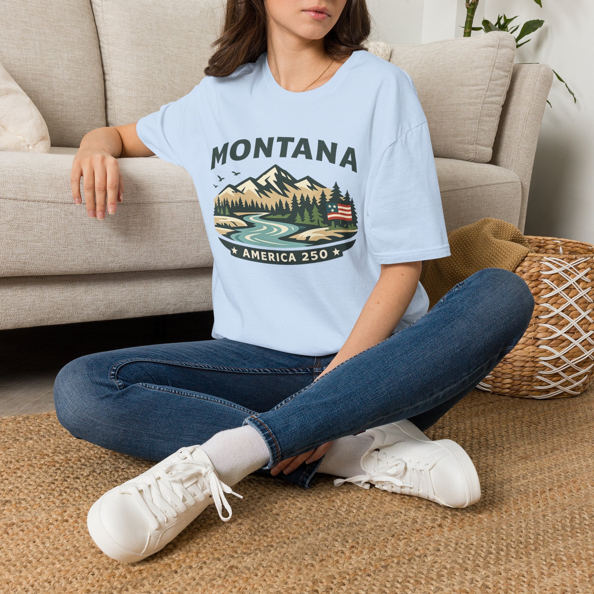 Montana Mountain Scenic T-Shirt — America 250 Retro Nature Graphic