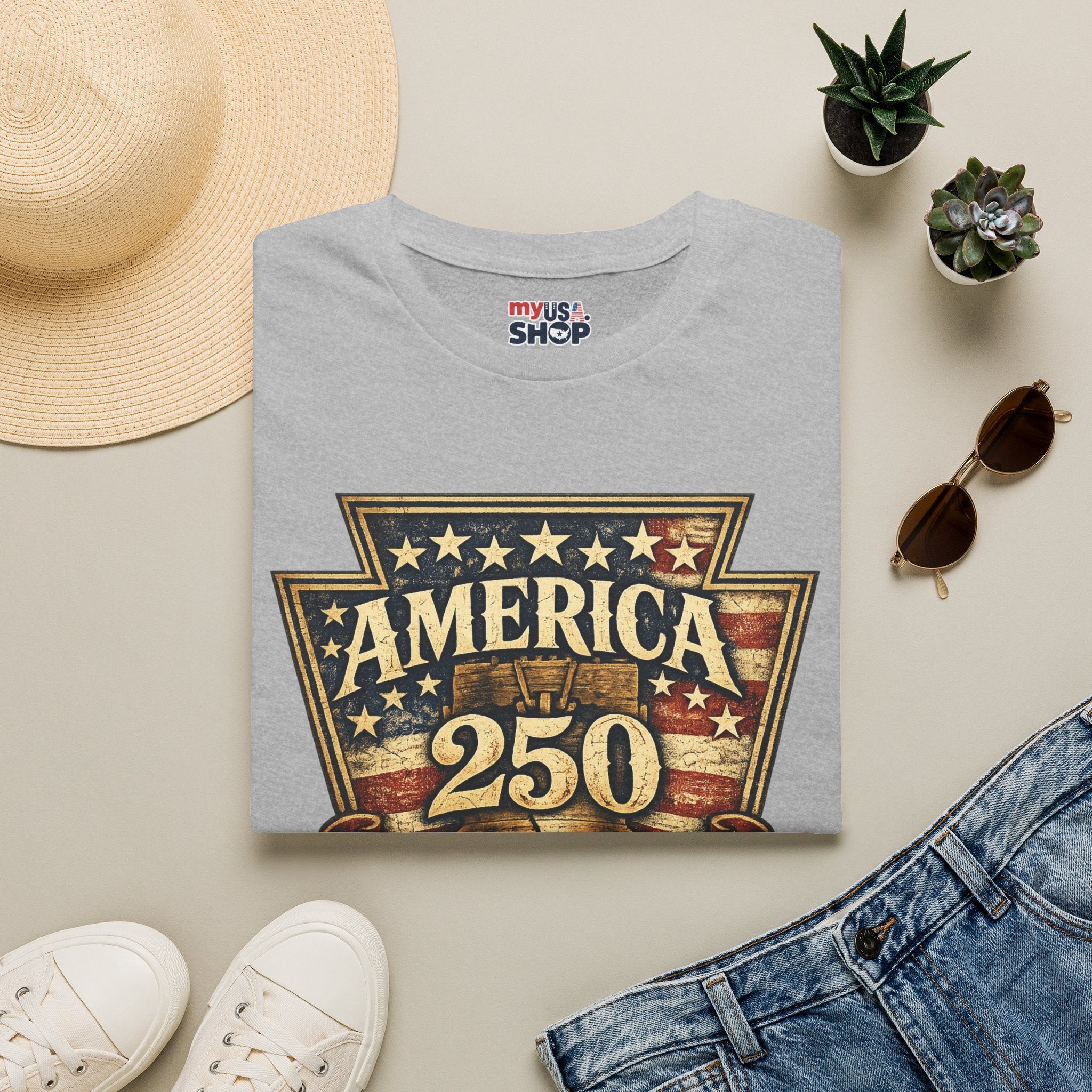 Pennsylvania America 250 Shirt — Keystone State Vintage Badge Graphic Tee