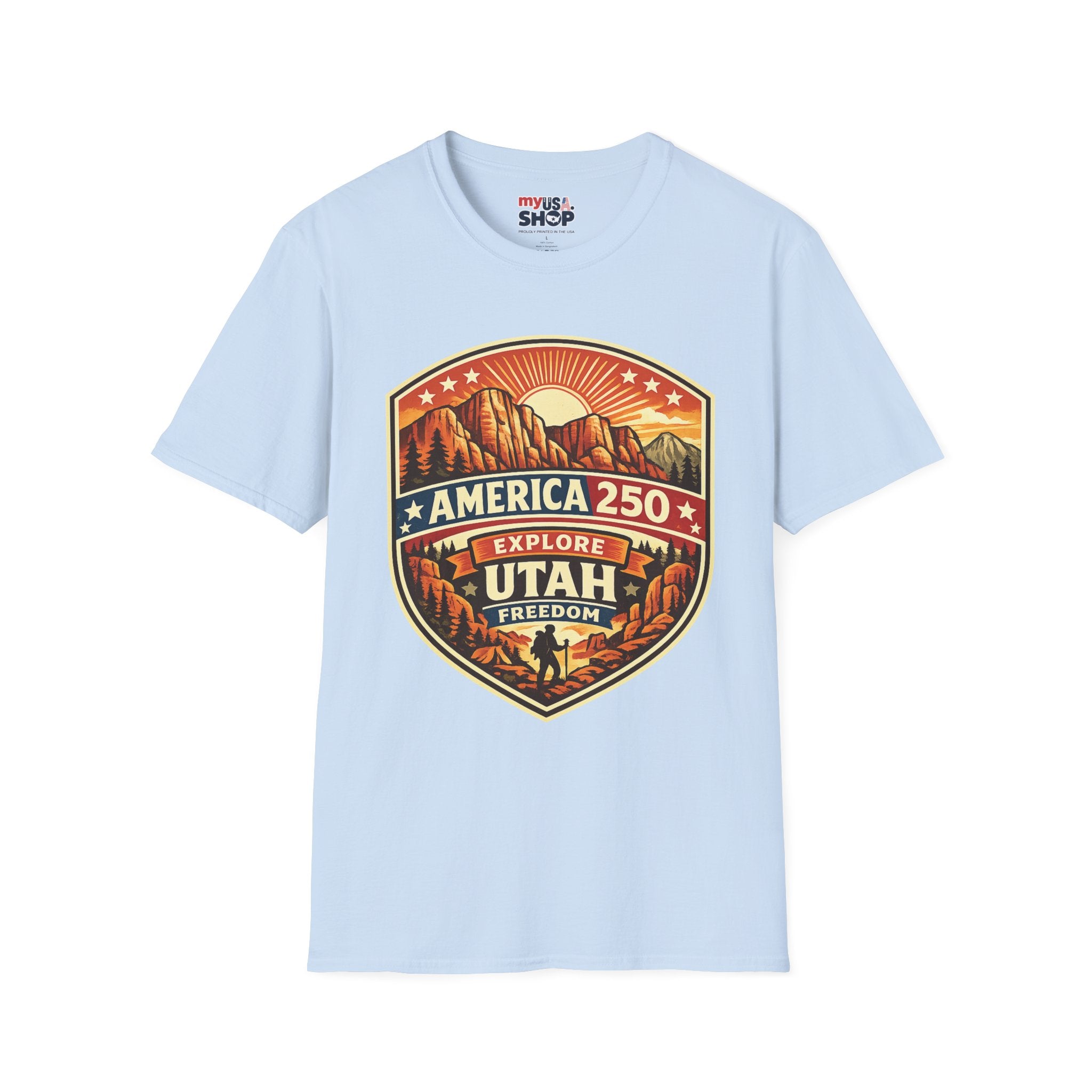 America 250 T-Shirt Utah Explore Freedom Vintage National Park Badge