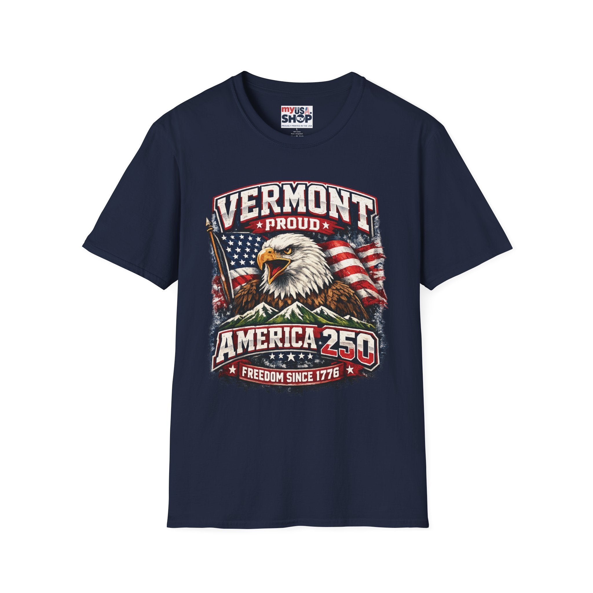 America 250 x Vermont Proud T-Shirt — Eagle Flag Design