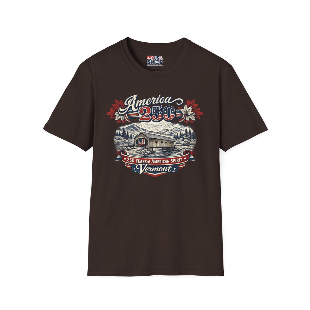 America 250 Vintage T-Shirt — Vermont Patriotic Vermont Mountains Tee