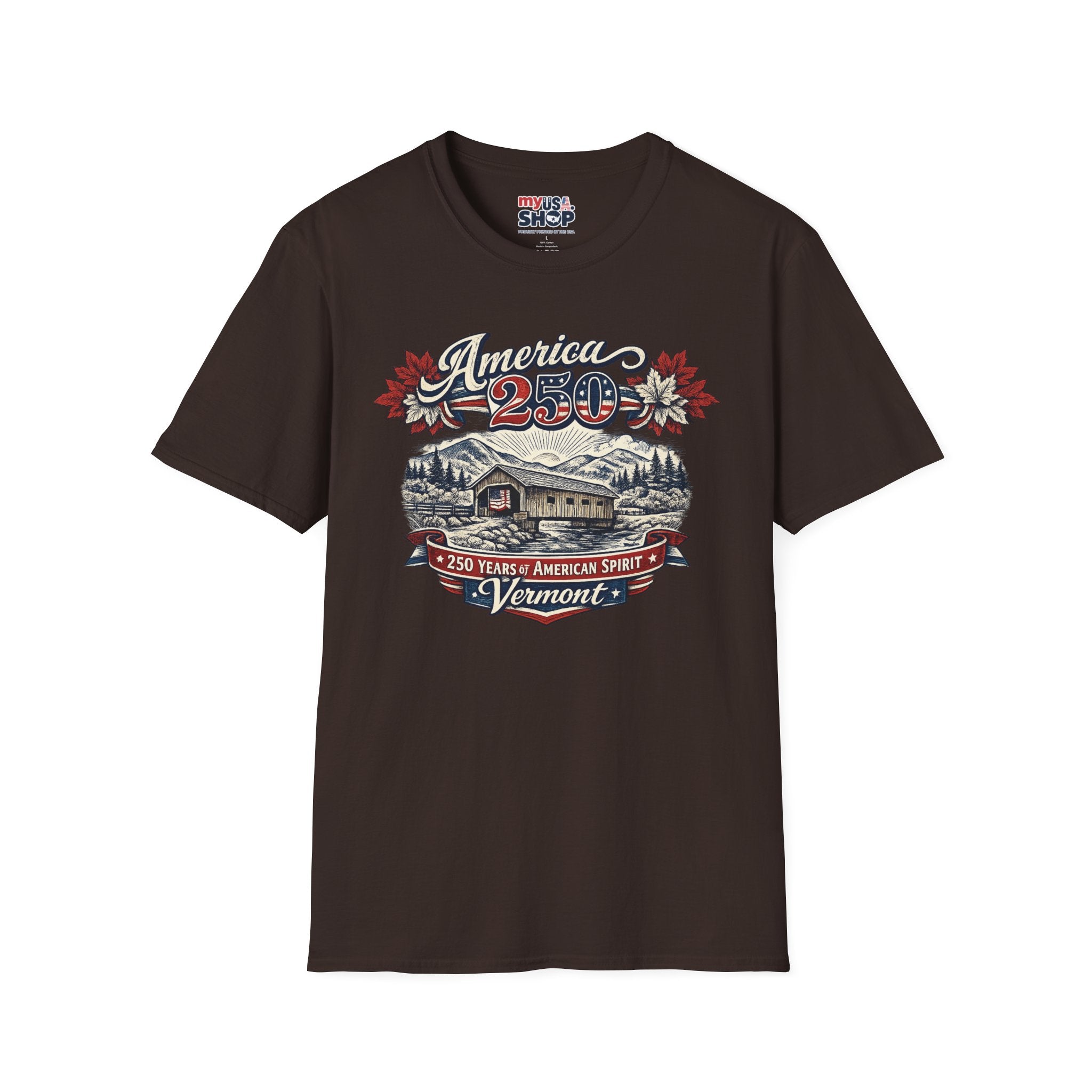 America 250 Vintage T-Shirt — Vermont Patriotic Vermont Mountains Tee