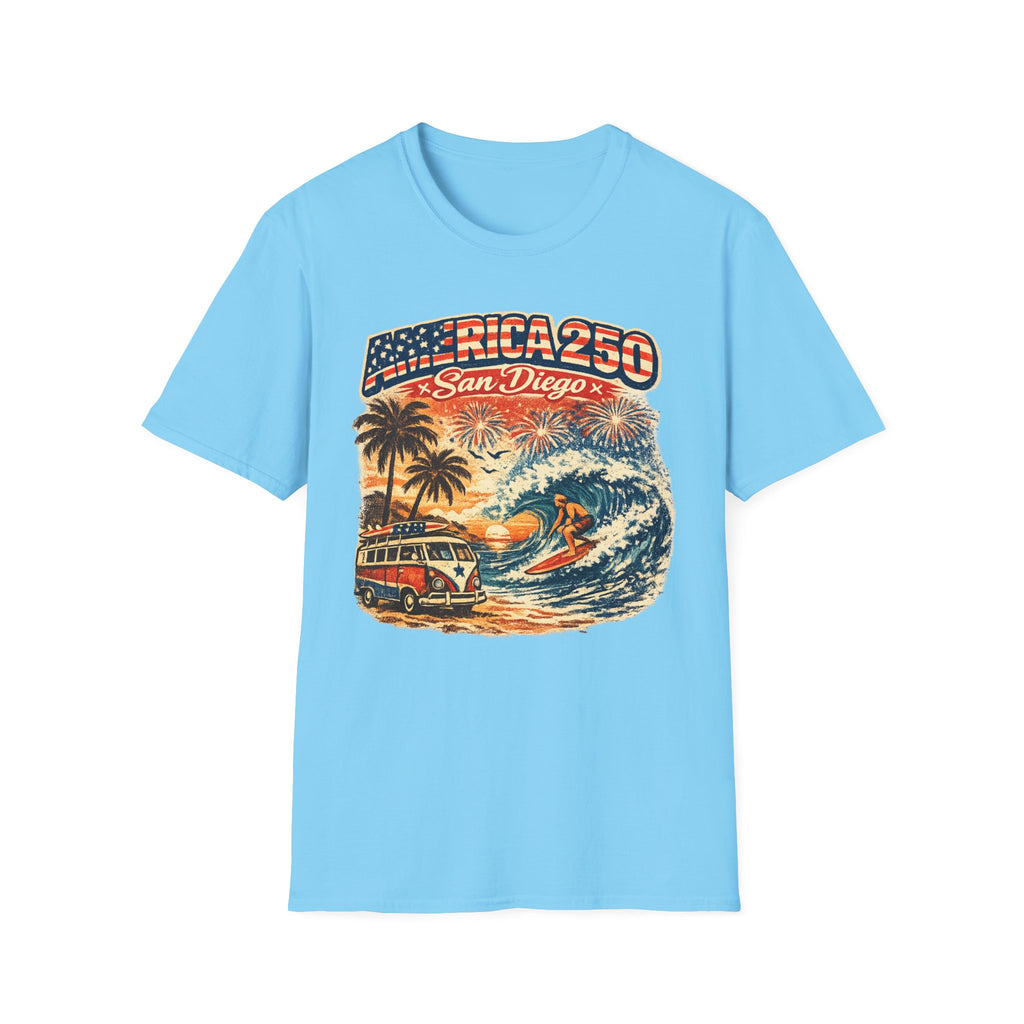 America 250 San Diego California Vintage Surf Tee