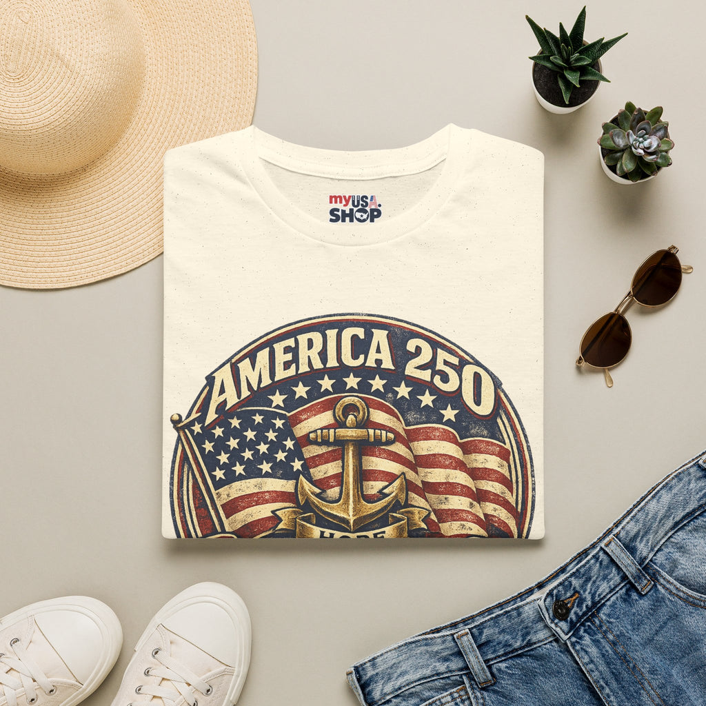 America 250 Rhode Island Shirt — Hope Anchor Patriotic Graphic Tee