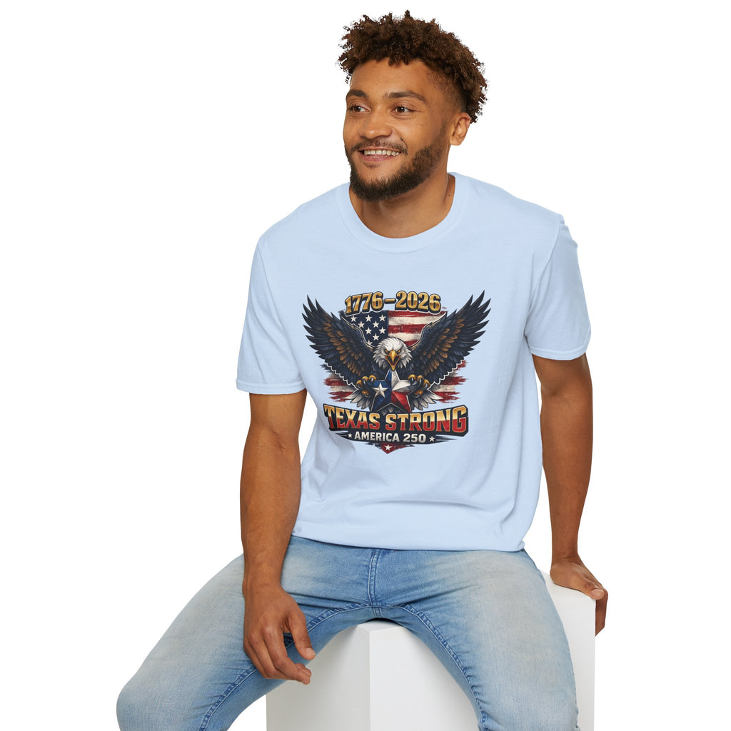 America 250 Texas Shirt — Texas Strong Patriotic Eagle Graphic Tee