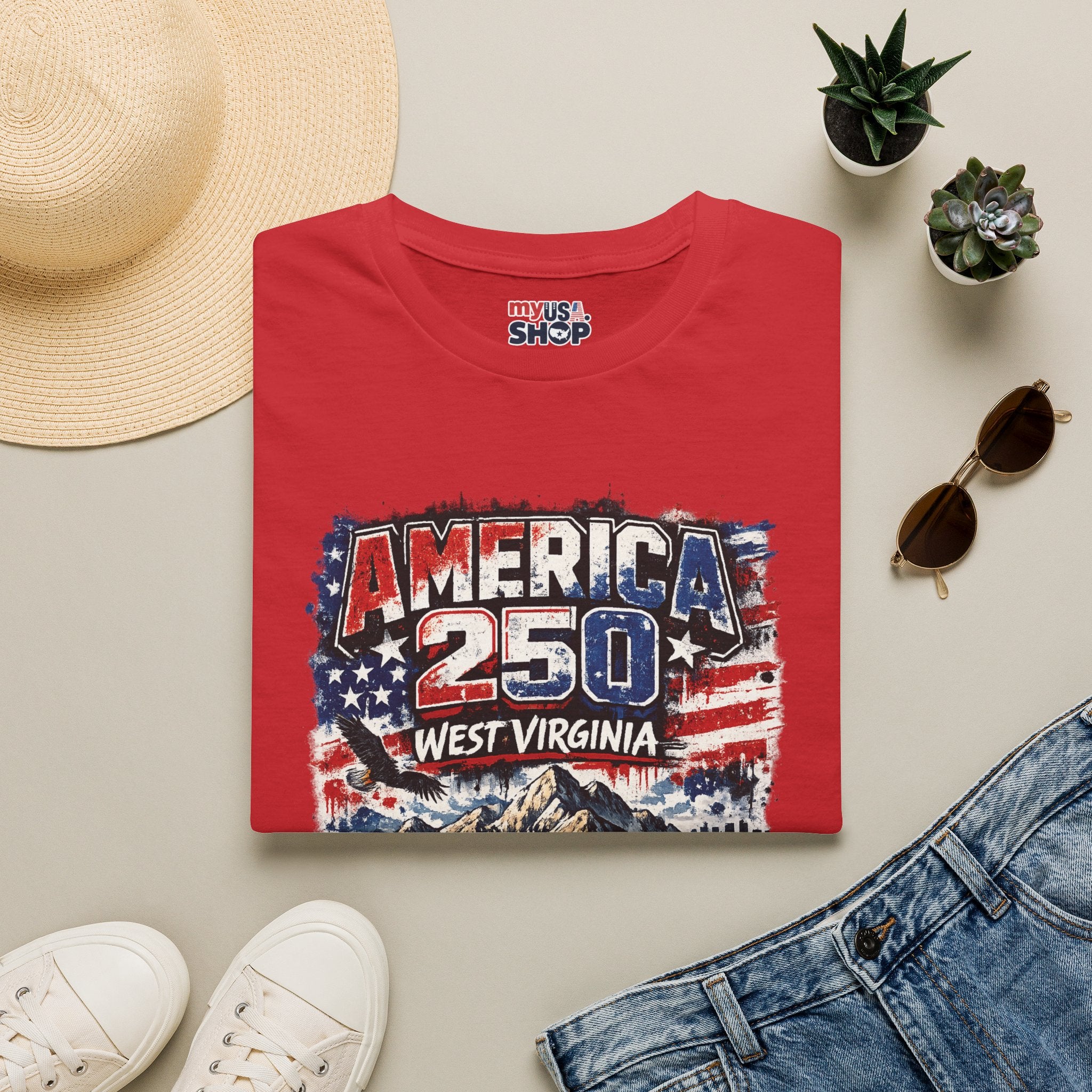 America 250 West Virginia Vintage Flag Commemorative Tee