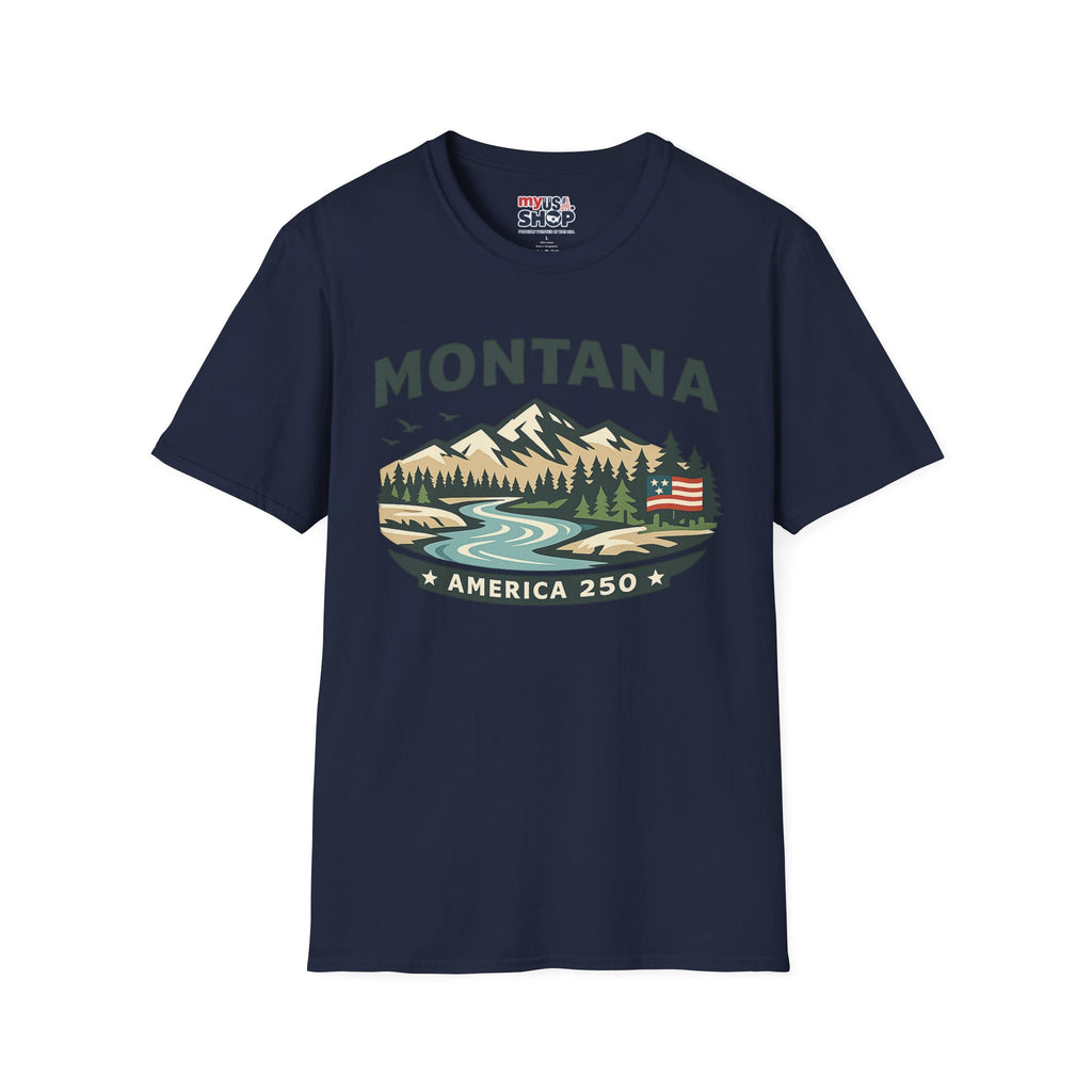 America 250 x Montana Mountain Scenic T-Shirt — Retro Nature Design