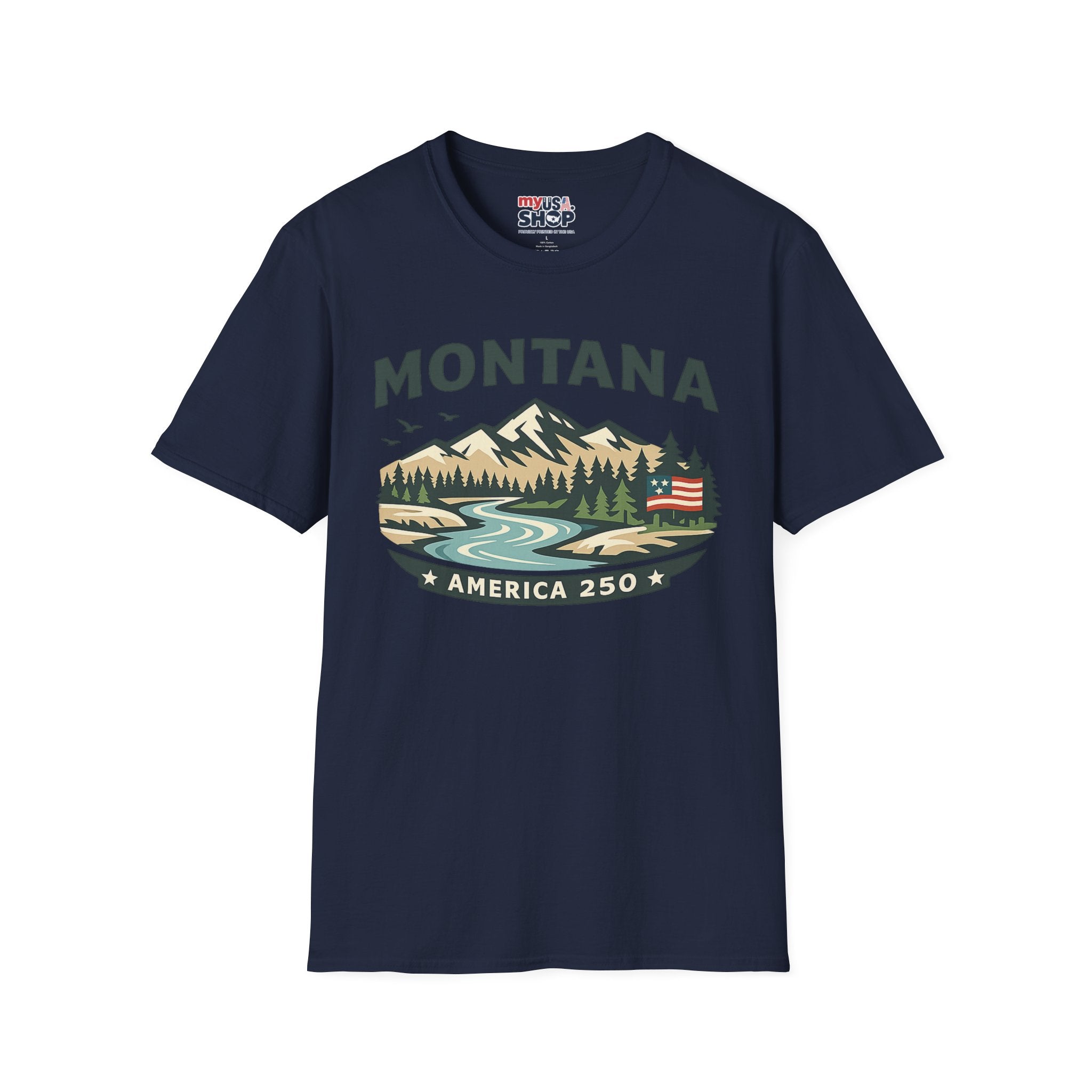 America 250 x Montana Mountain Scenic T-Shirt — Retro Nature Design