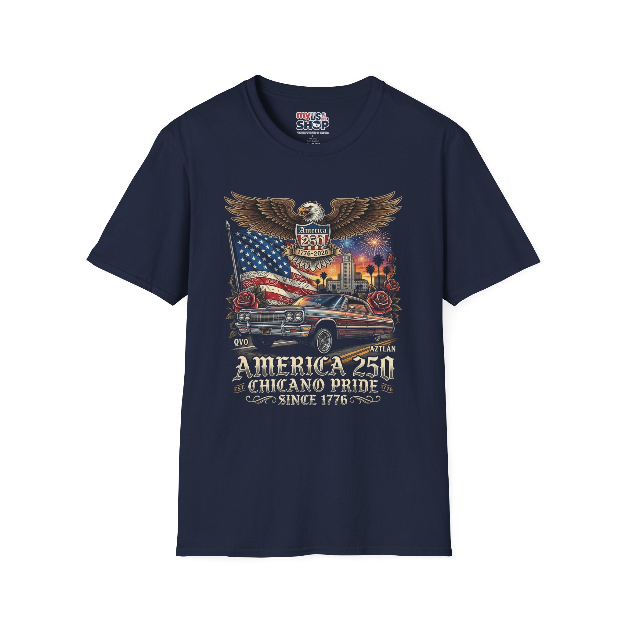 America 250 Chicano Patriotic – Eagle, Flag & Classic Car 1776–2026 Pride