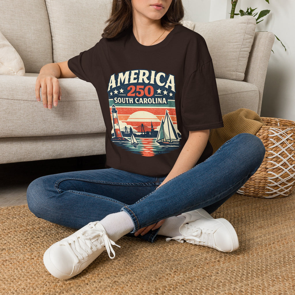America 250 South Carolina T-Shirt – Retro Sunset Sailing Patriotic Tee