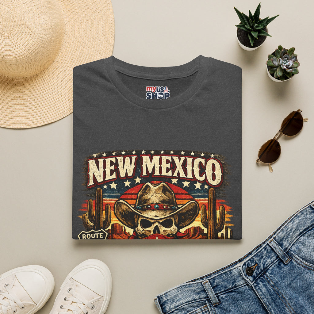 America 250 x New Mexico Skull Cowboy — Vintage Route 66 Desert