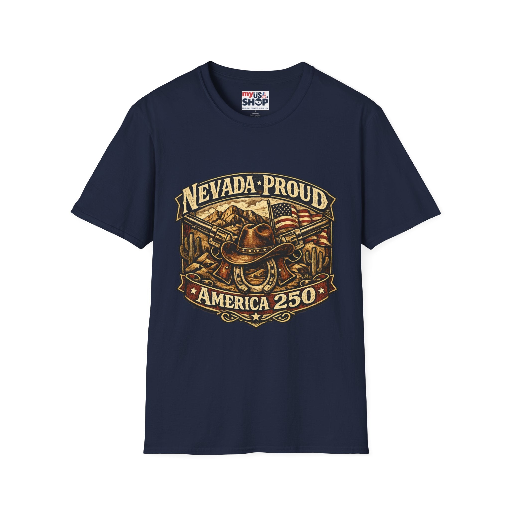 America 250 Nevada Proud T-Shirt — Vintage American Western Design