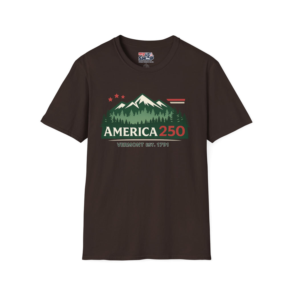 America 250 – Vermont Est. 1791 Mountain Star Vintage Tee Design
