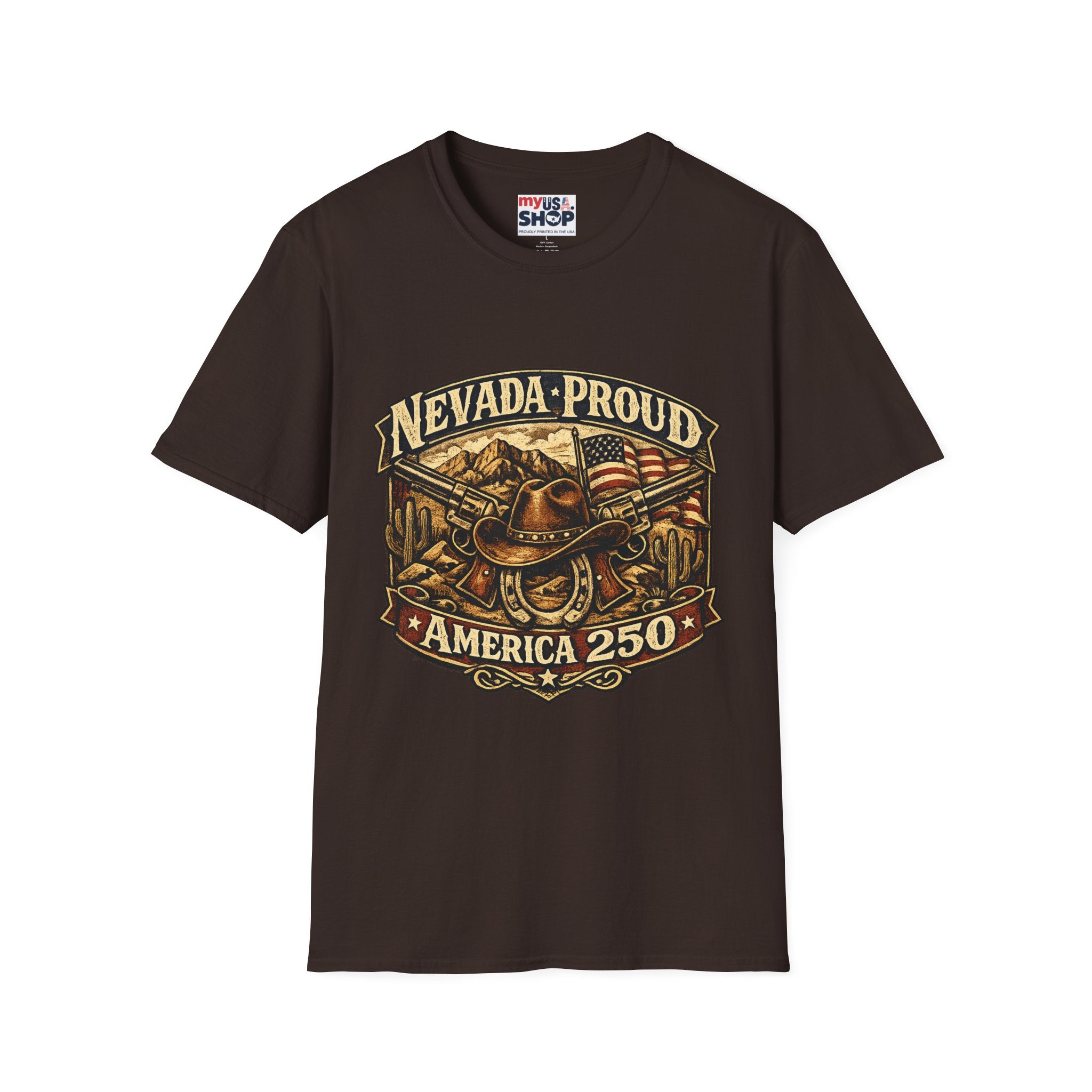 America 250 Nevada Proud T-Shirt — Vintage American Western Design