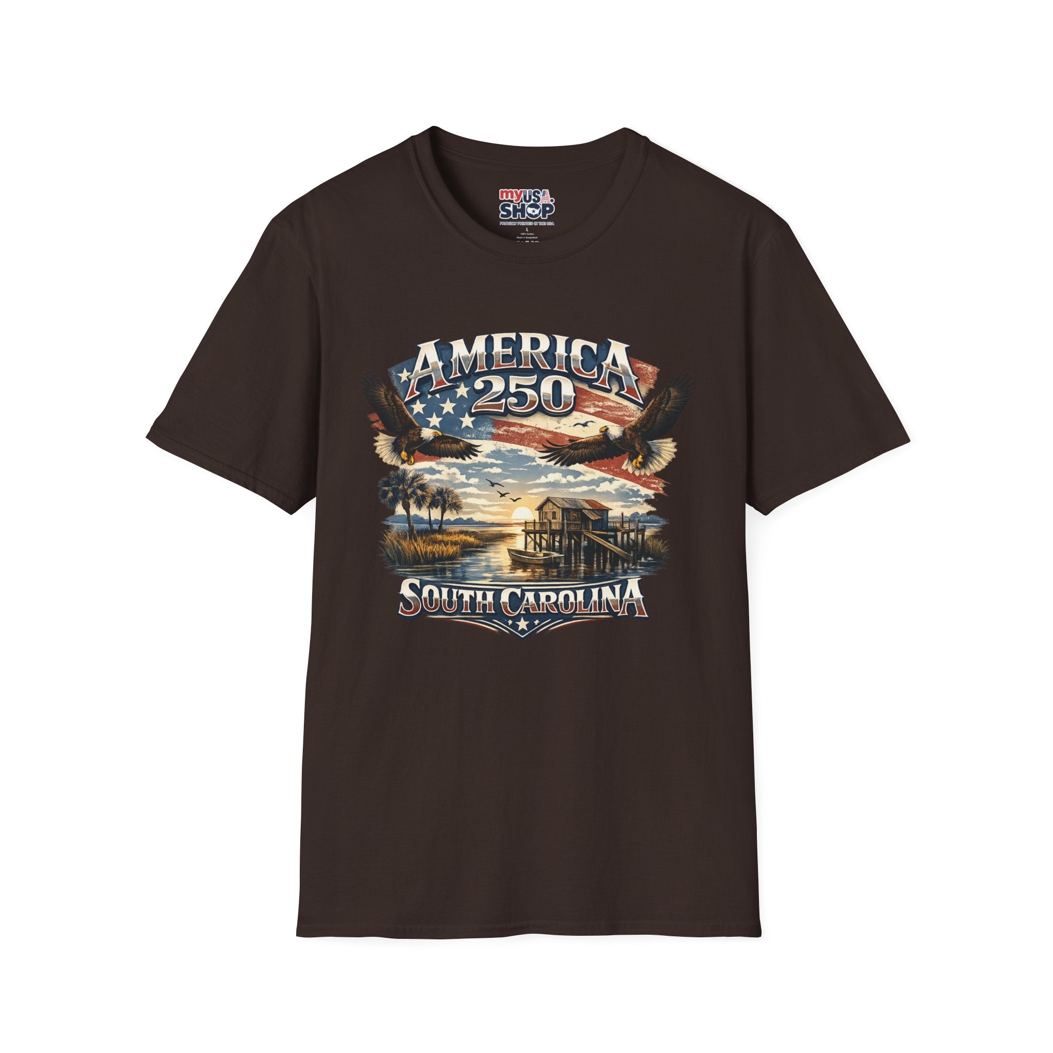 America 250 T-Shirt — South Carolina Patriotic Bald Eagles & Flag Graphic