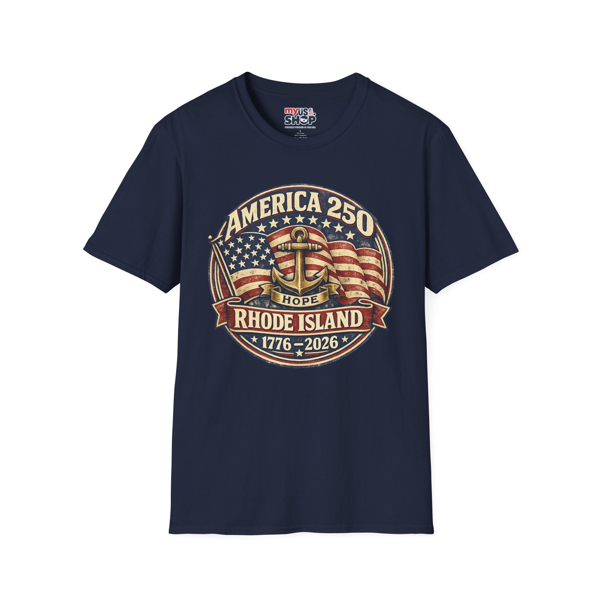 America 250 Rhode Island Shirt — Hope Anchor Patriotic Graphic Tee