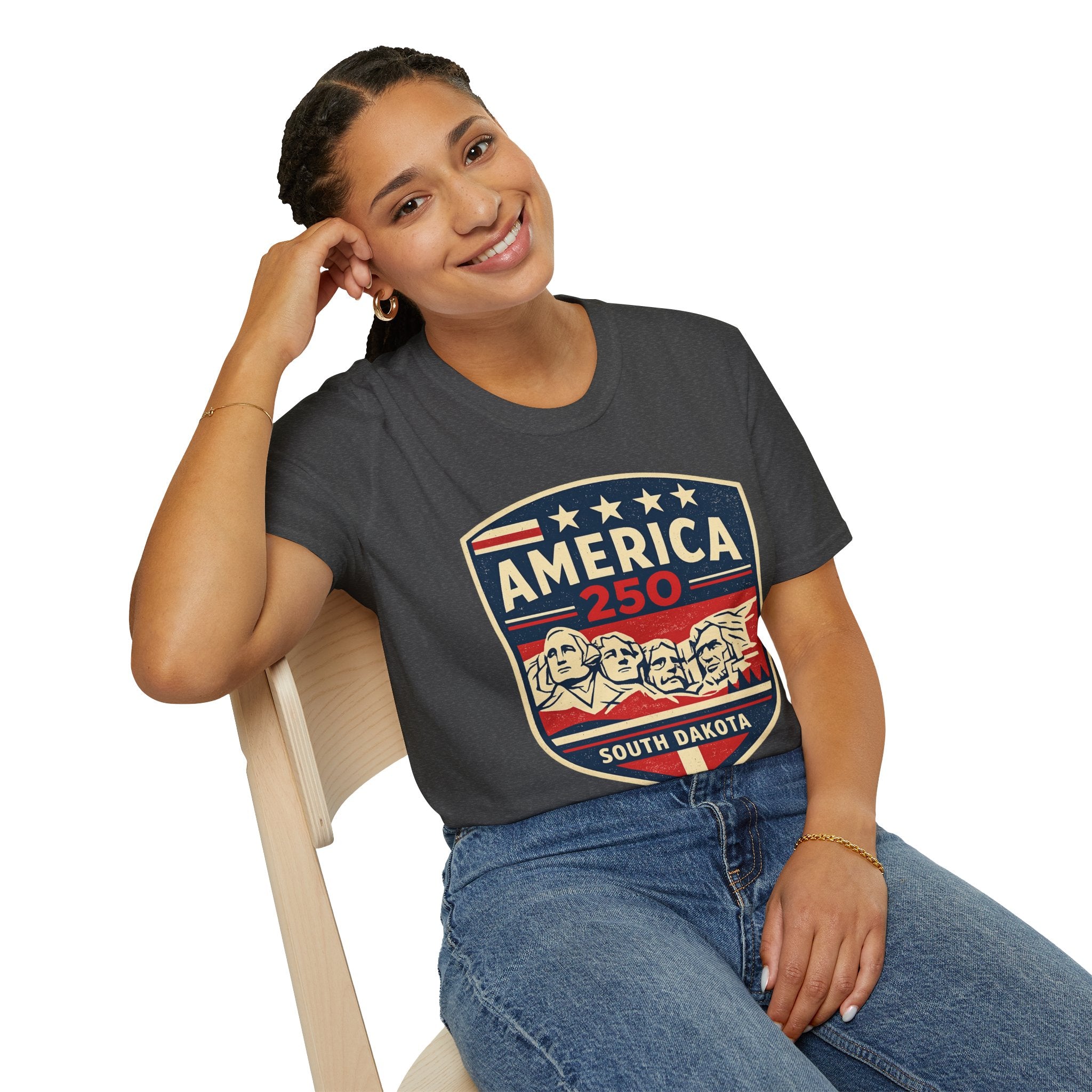 America 250 South Dakota Shirt — Retro Mount Rushmore USA Graphic Tee