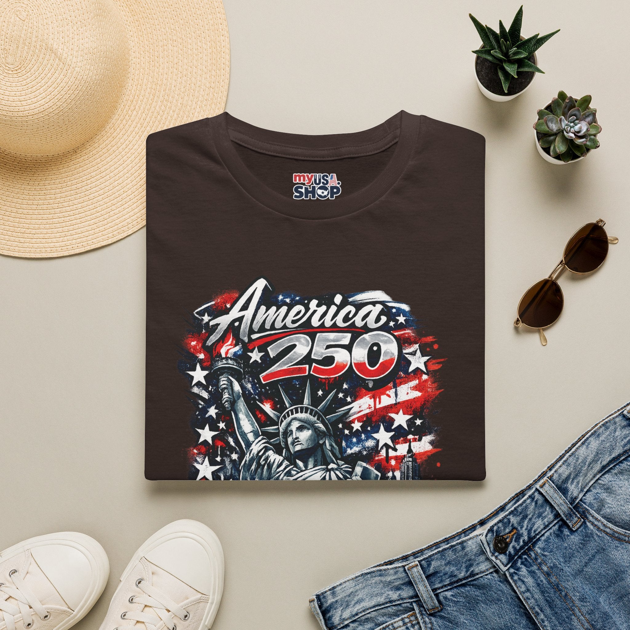America 250 Statue of Liberty T-Shirt — Patriotic New York 250th Anniversary Tee